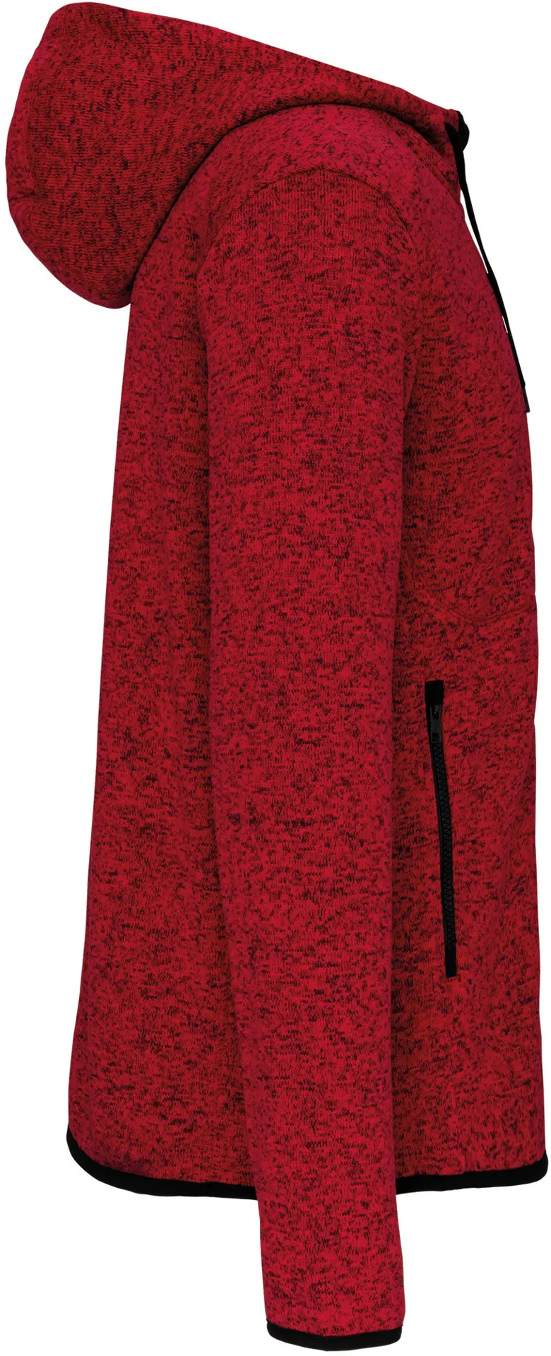 kariban-PA365-herren-melange-kapuzen-strickfleece-jacke-redmelange-right-5 Kariban Herren Melange Kapuzen Strickfleece Jacke