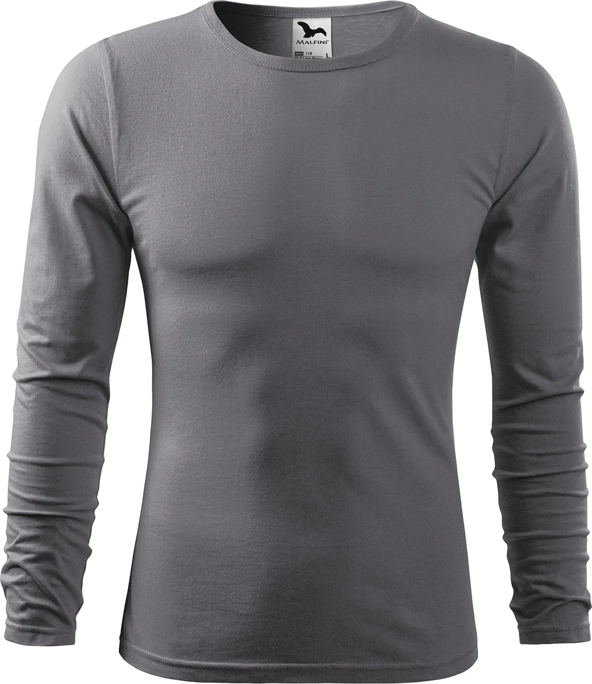 malfini-119-fit-t-ls-t-shirt-herren-stahlgrau-front-2 MALFINI T-Shirt Fit-T LS 119