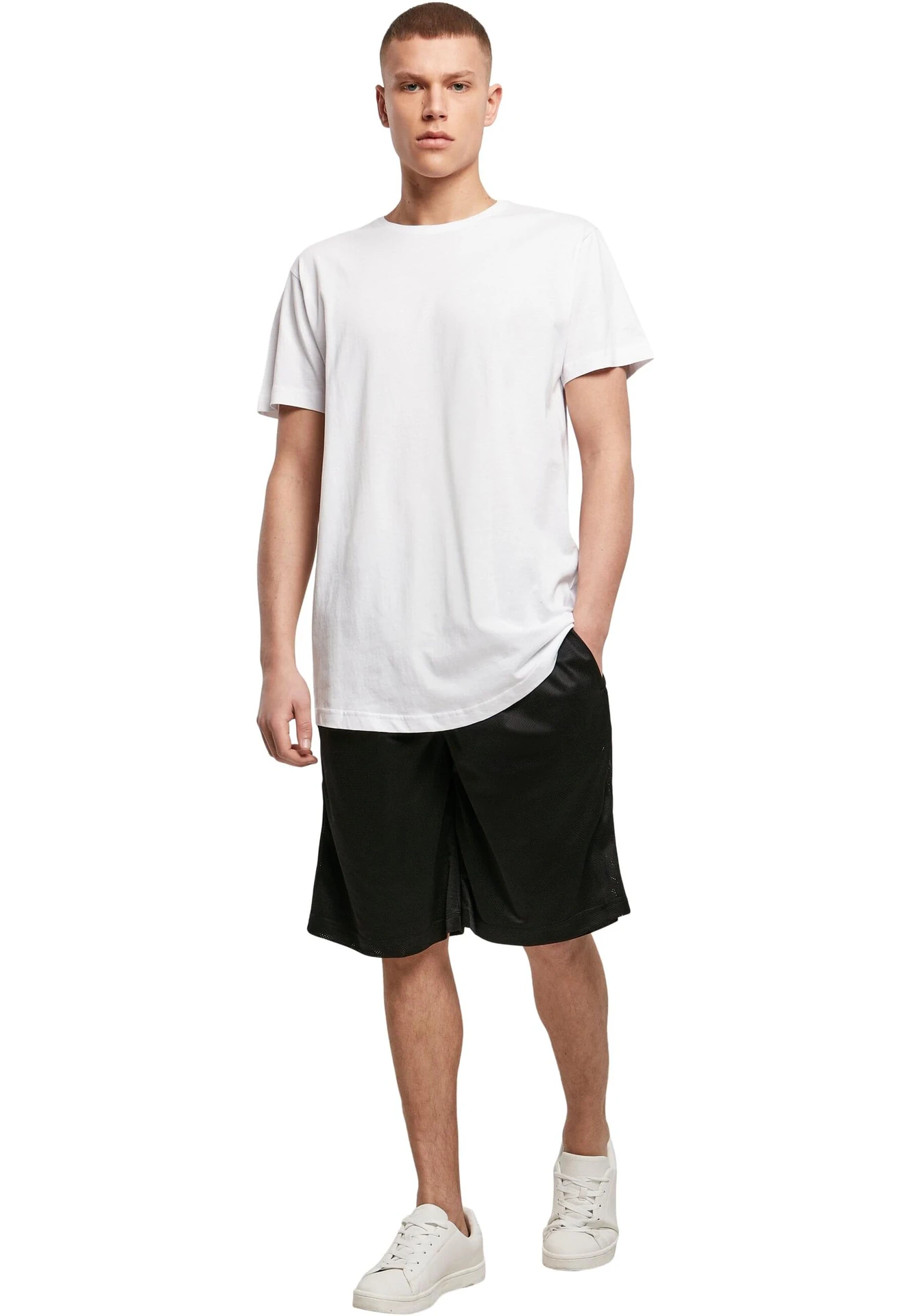 BYB-BY028-shaped-long-t-shirt-white-model-3 Build Your Brand Shaped Long Tee
