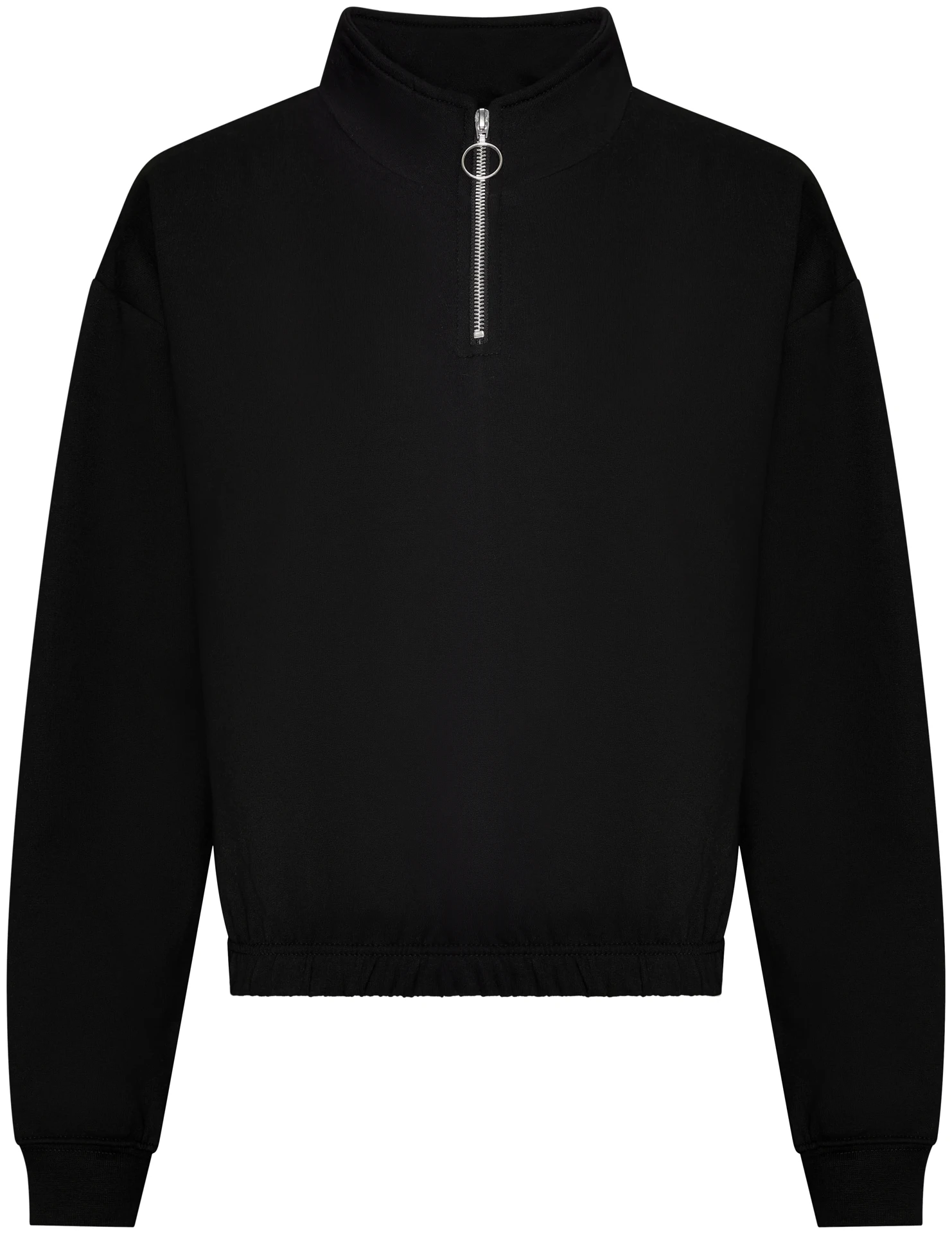 justhoods-jh037-womens-cropped-quarter-zip-sweatshirt-deepblack-front-1 Just Hoods Women's Cropped 1/4 Zip Sweat