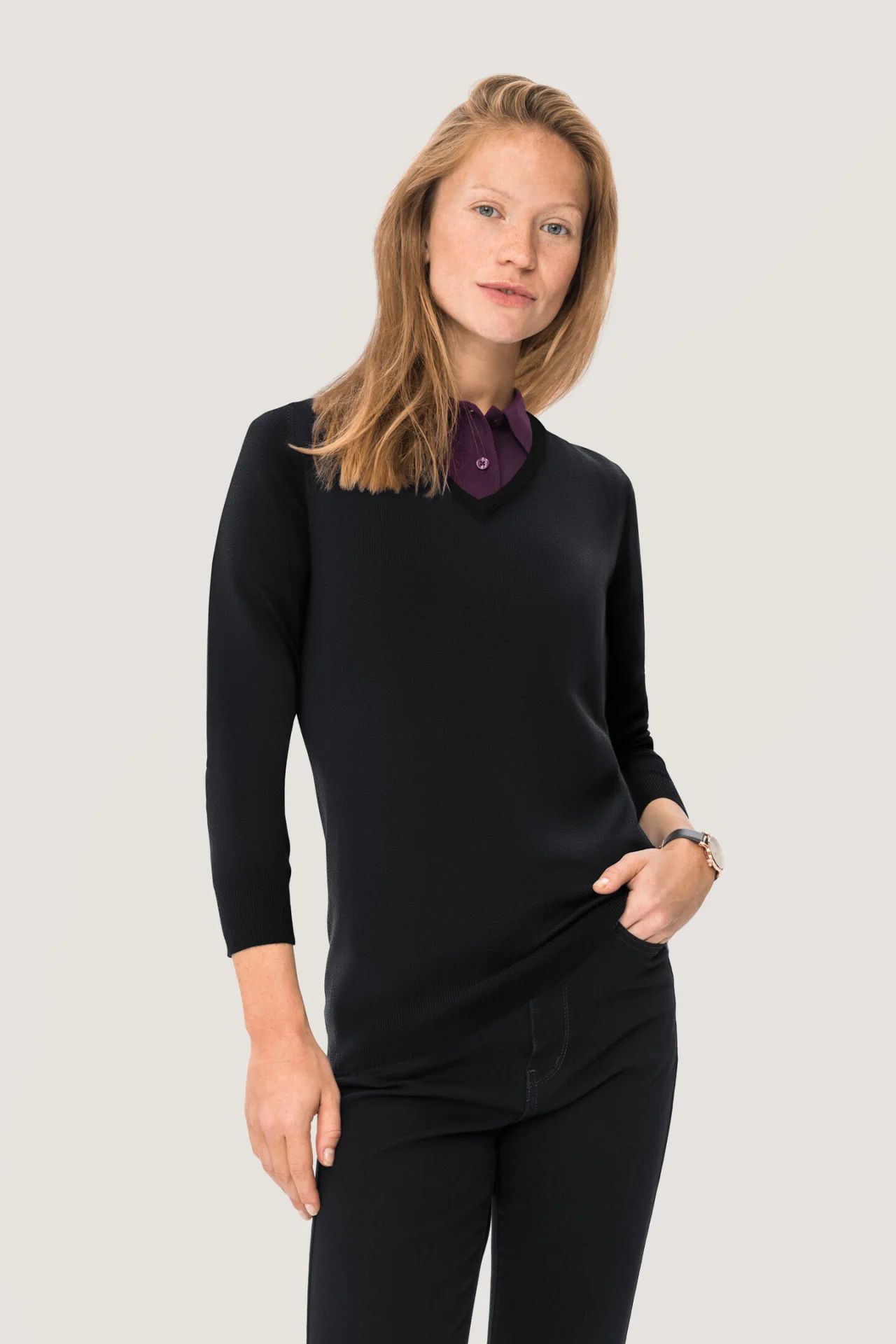 HAKRO Women-V-Pullover 134 Merino Wool HAKRO Women-V-Pullover 134 Merino Wool