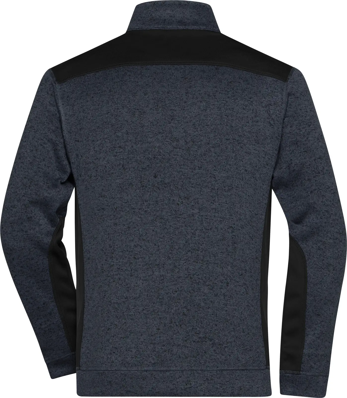 jn862-mens-knitted-workwear-fleece-jacket-carbonmelange-black-back-5 James & Nicholson Men's Knitted Workwear Fleece Jacket -STRONG-