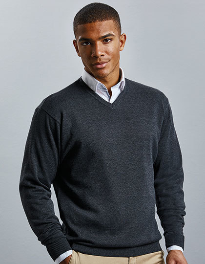 Russell Men`s V-Neck Knitted Pullover