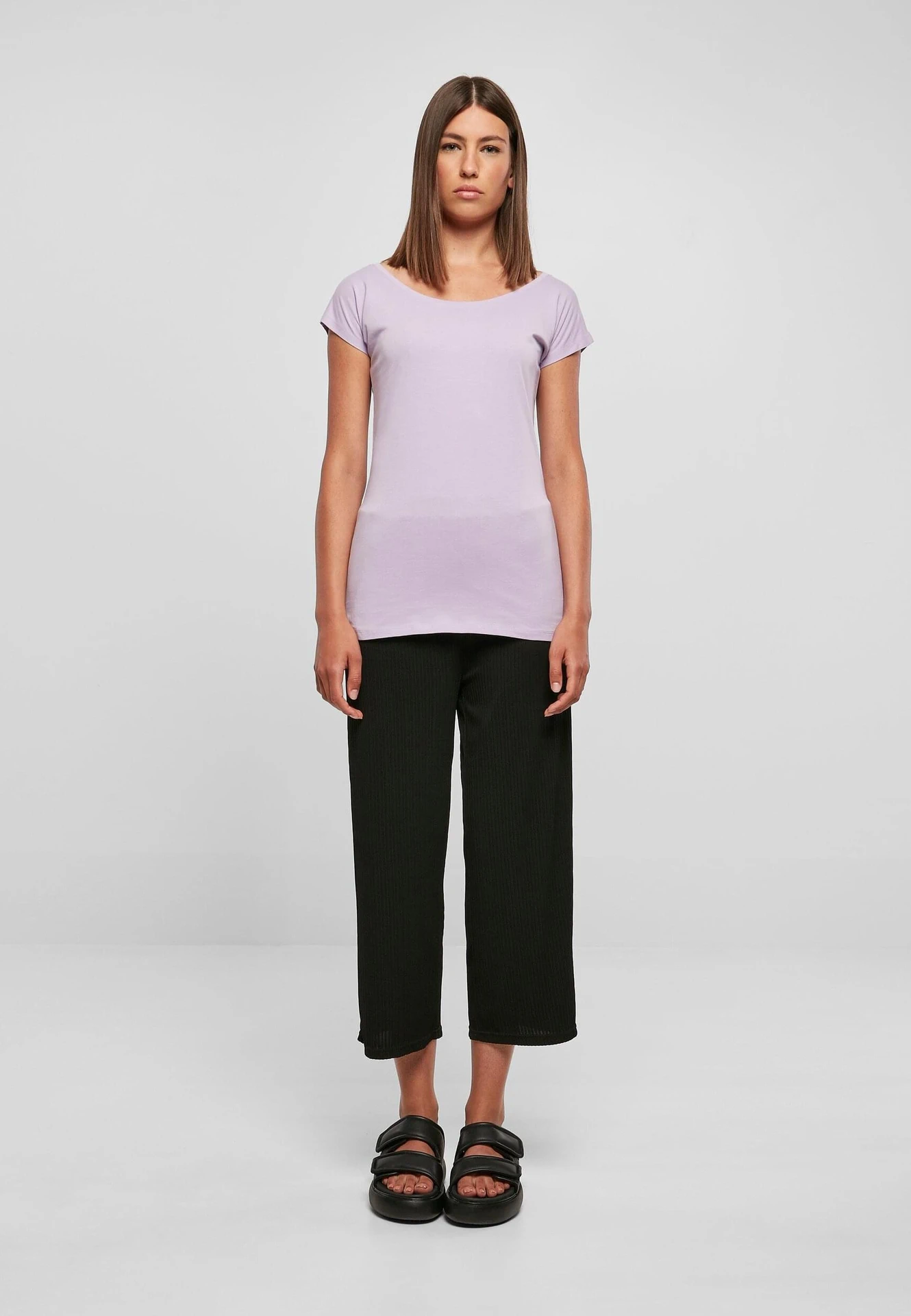 Build Your Brand Ladies Wide Neck Tee