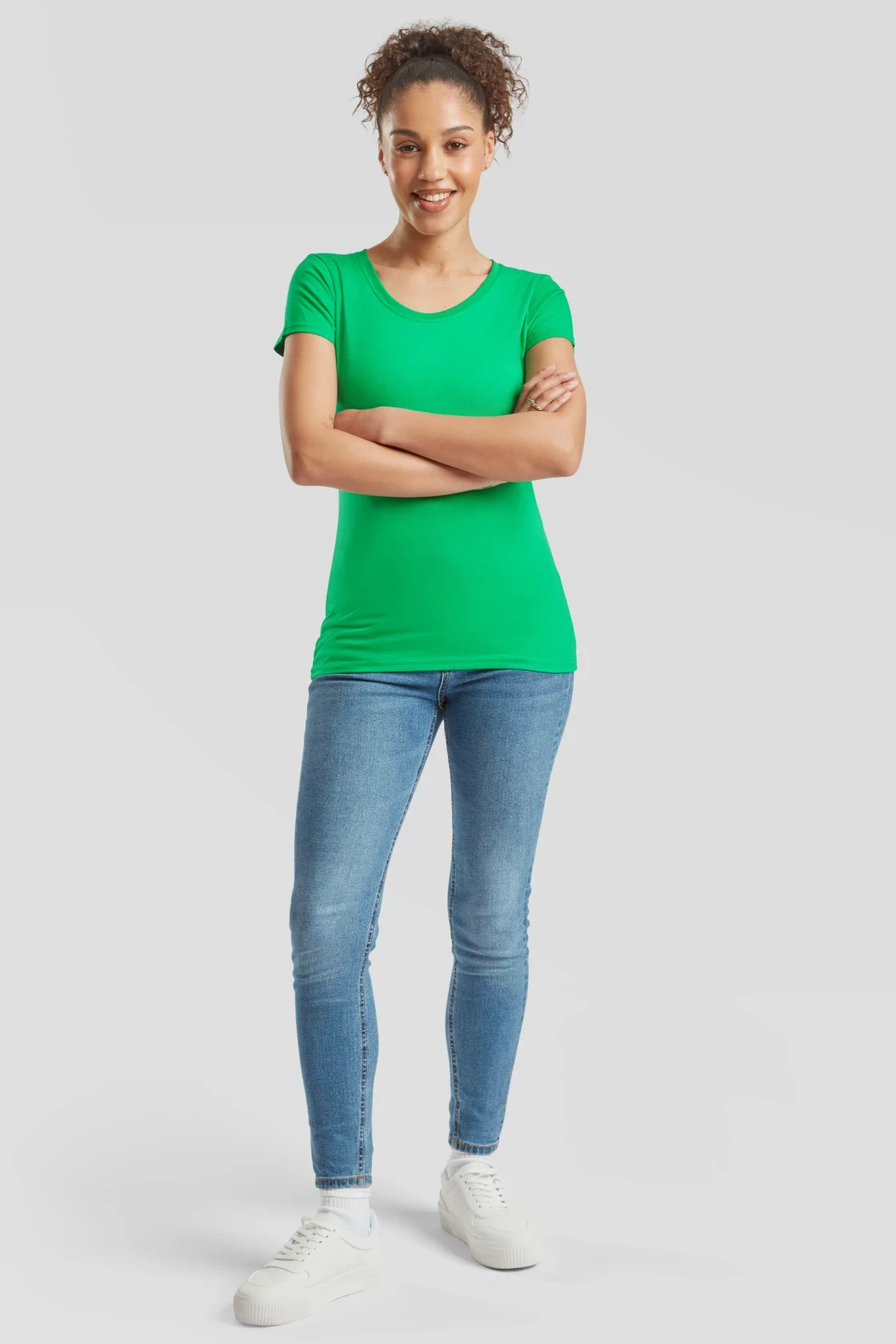 fruit-of-the-loom-61-424-0-ladies-iconic-195-t-shirt-kellygreen-model-3 F.O.L. Ringspun Premium T Lady-fit