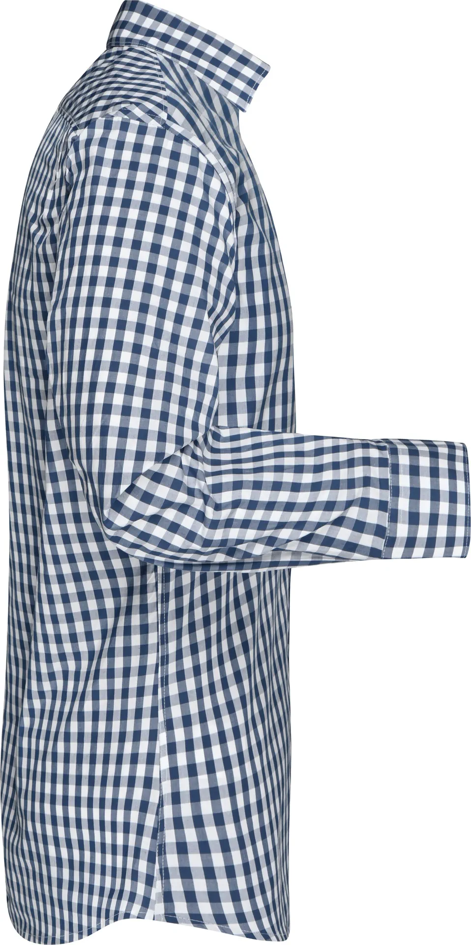 jn617-mens-checked-shirt-navy-white-right-6 James & Nicholson Men's Checked Shirt