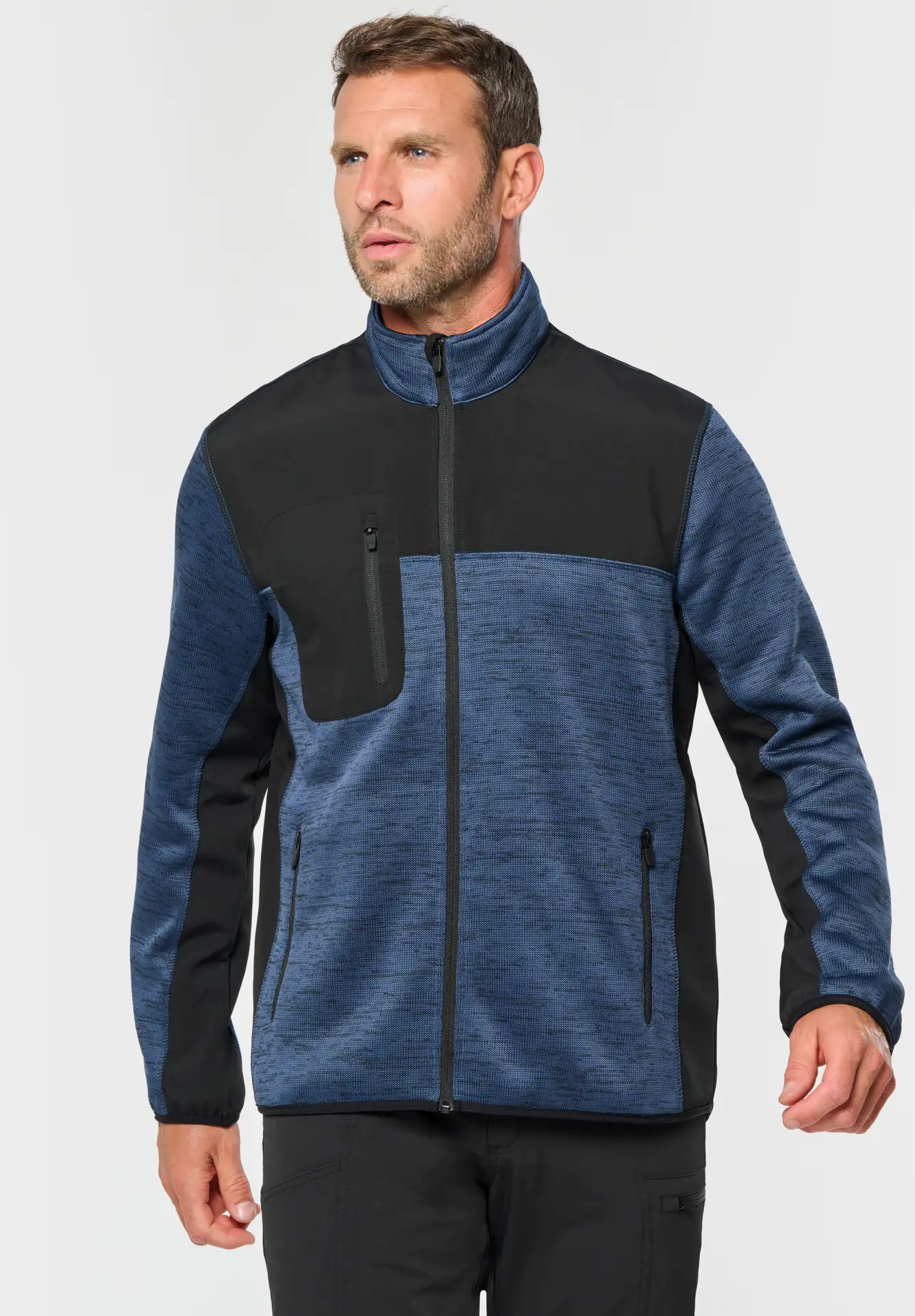 kariban-WK9108-herren-workwear-strickfleece-jacke-model-0 Kariban Herren Workwear Strickfleece Jacke