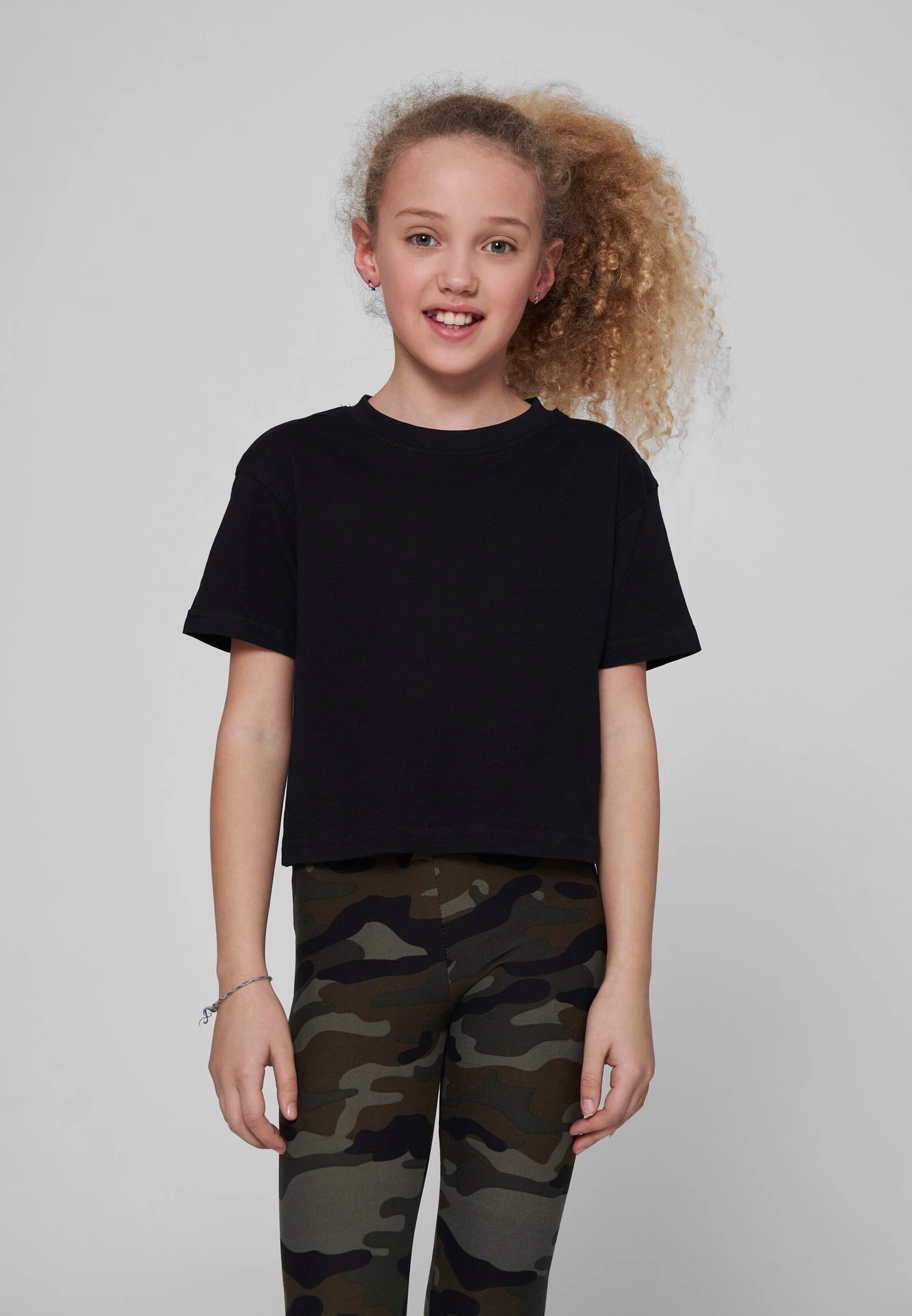 Build Your Brand Girls Cropped Jersey Tee