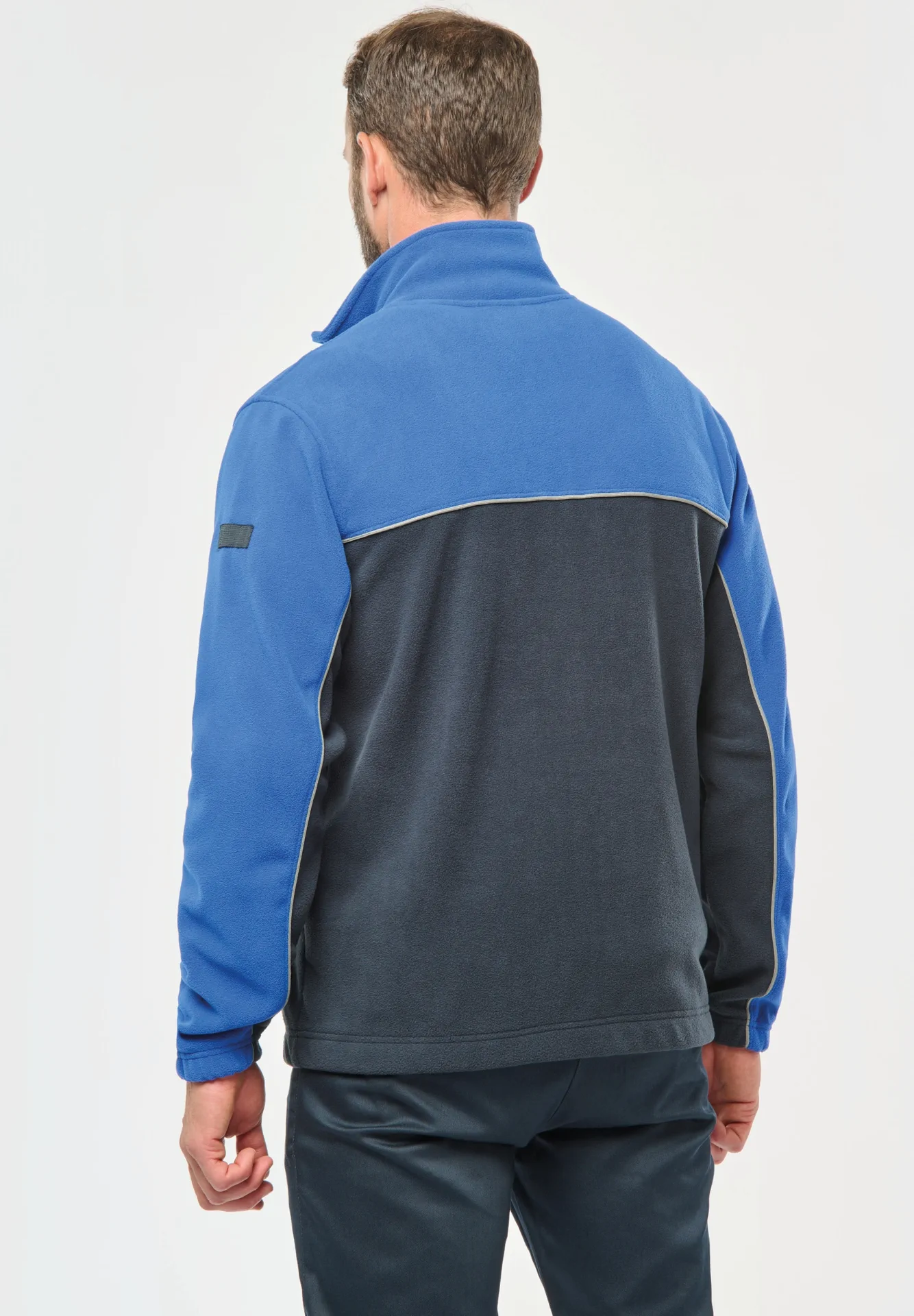 kariban-WK904-workwear-fleece-jacke-navy-royalblue-model-2 Kariban Workwear Fleece Jacke