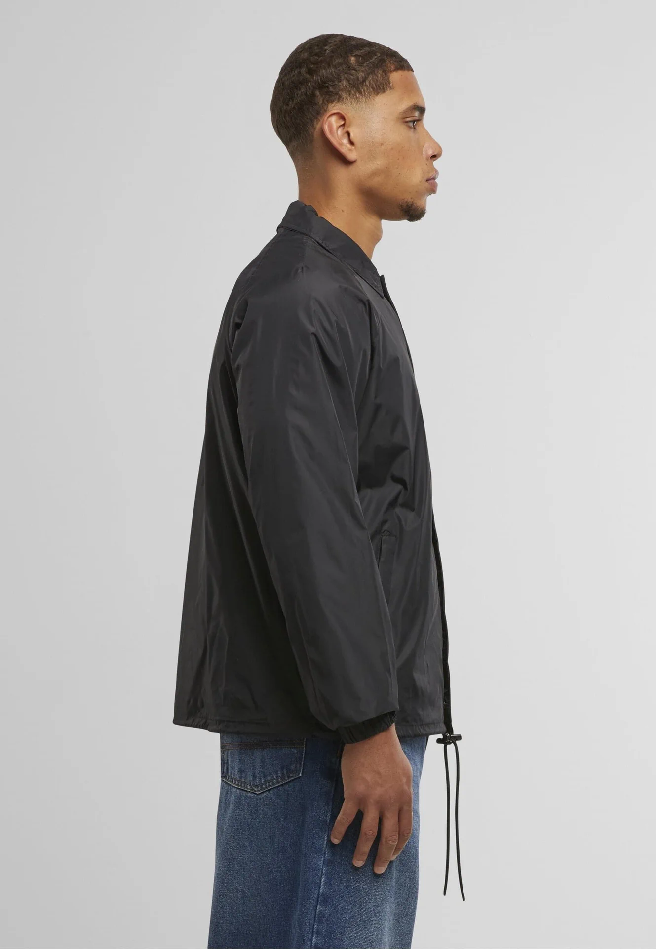 BYB-BY128-coach-jacket-black-model-3 Build Your Brand Coach Jacket
