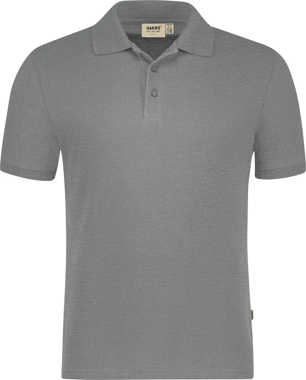 hakro-501-poloshirt-bio-baumwolle-graumeliert-front-1 HAKRO Poloshirt 501 Bio-Baumwolle GOTS