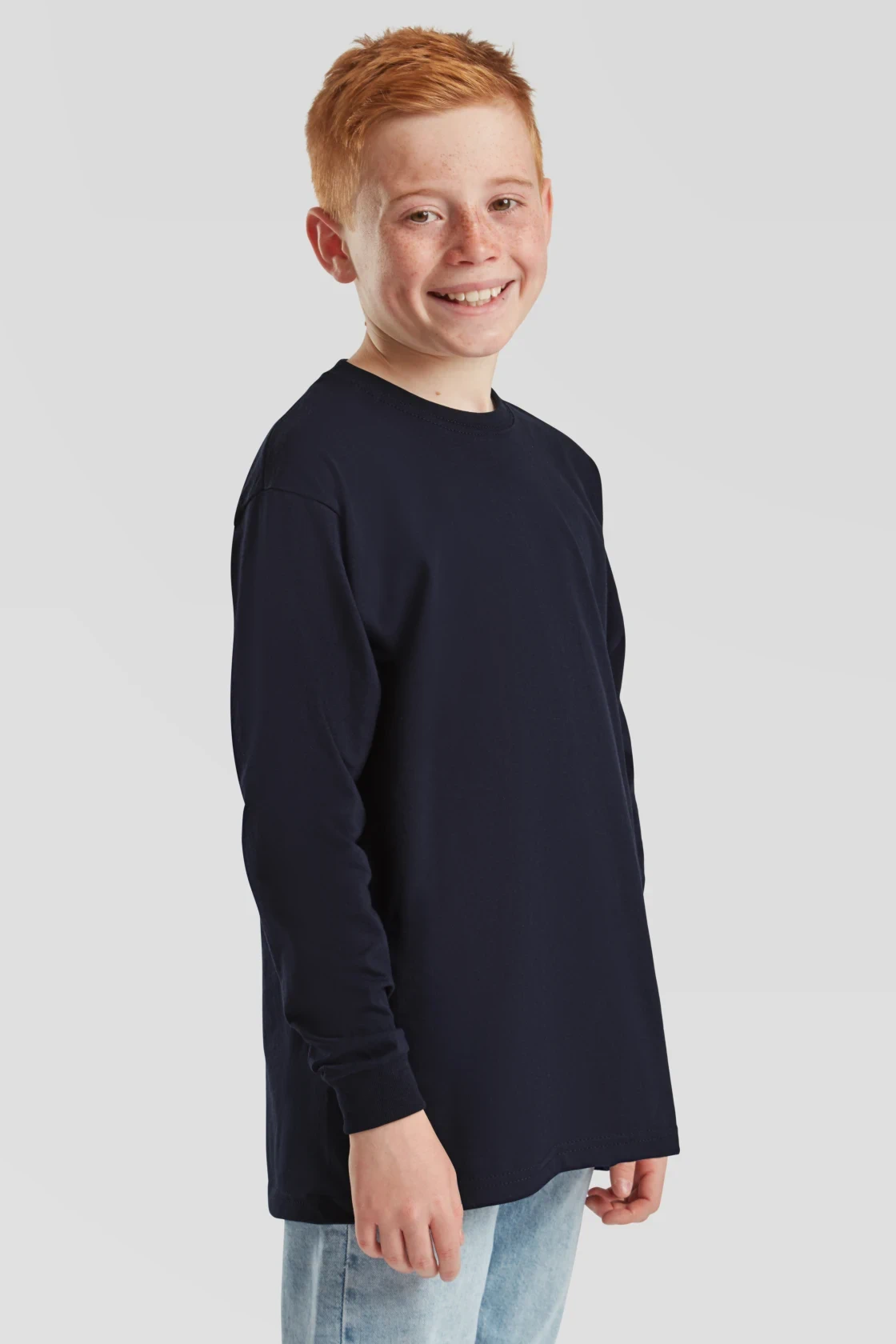 fruit-of-the-loom-61-007-0-kids-valueweight-long-sleeve-t-shirt-deepnavy-model-1 F.O.L. Long Sleeve Valueweight T Kids