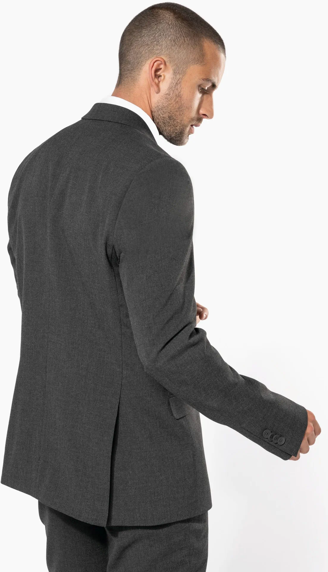 kariban-K6130-herren-anzugsakko-anthraciteheather-model-2 Kariban Herren Anzugsakko