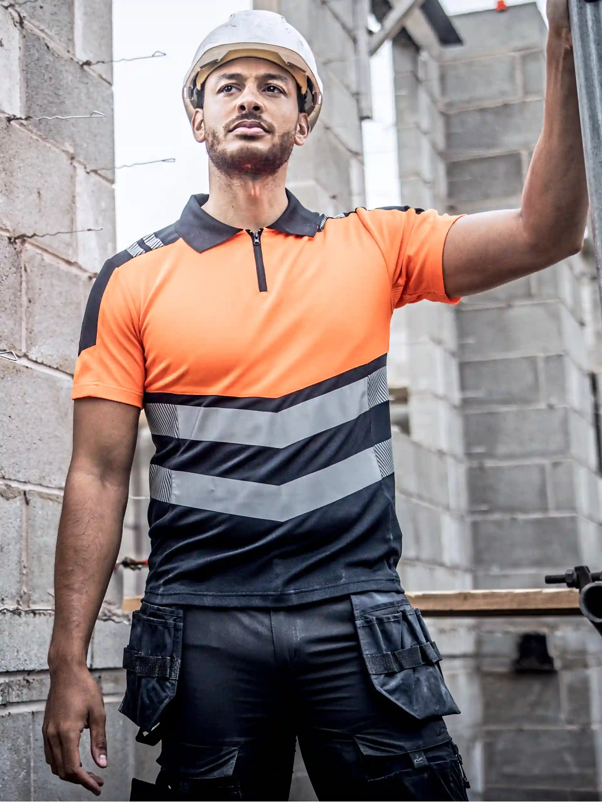 regatta-trs281-hi-vis-x-pro-polo-class1-black-signalorange-model-1 Regatta Hi-Vis X-Pro Polo (Class 1)