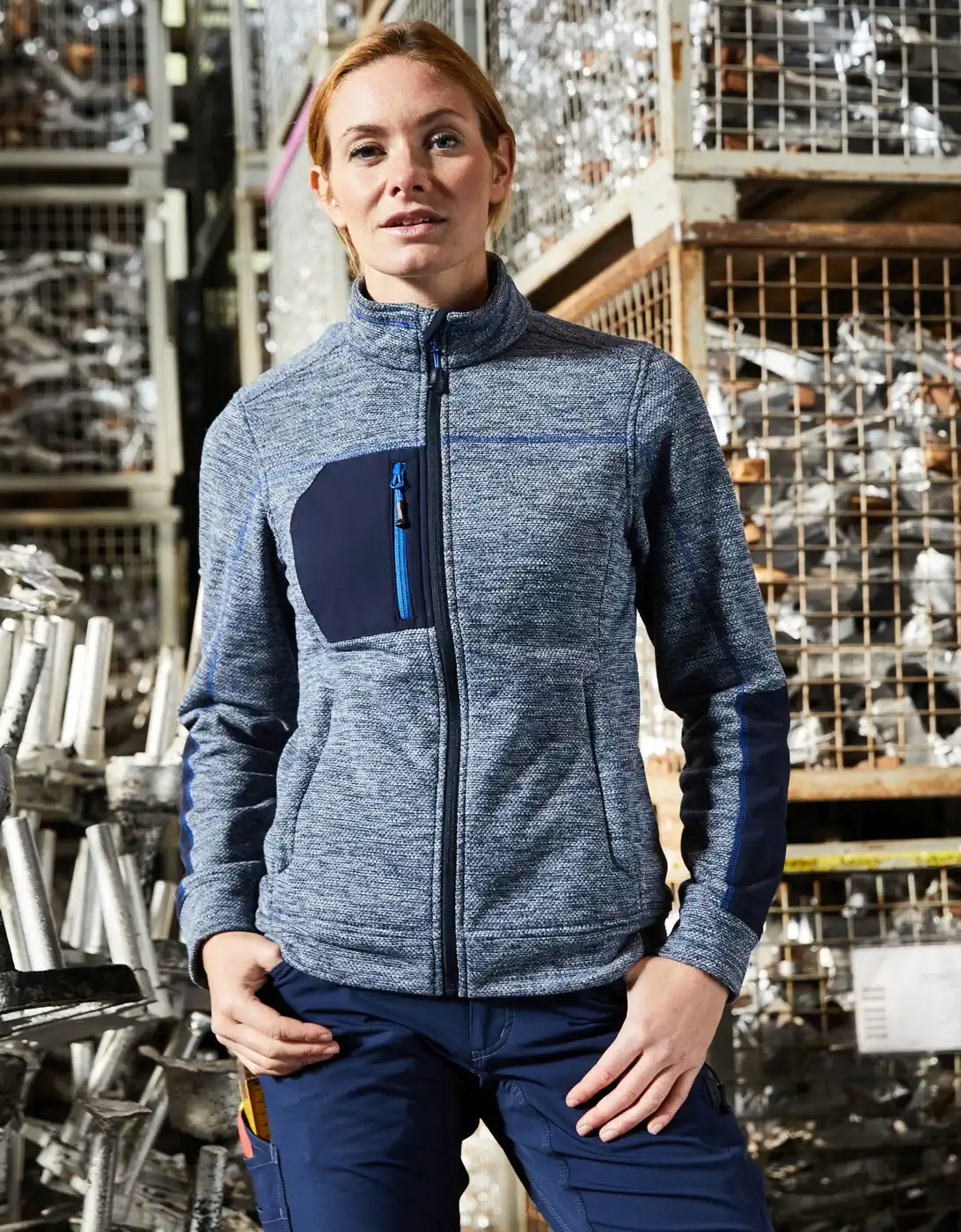 jn1817-ladies-structure-fleece-jacket-model-1 James & Nicholson Ladies Structure Fleece Jacket JN1817
