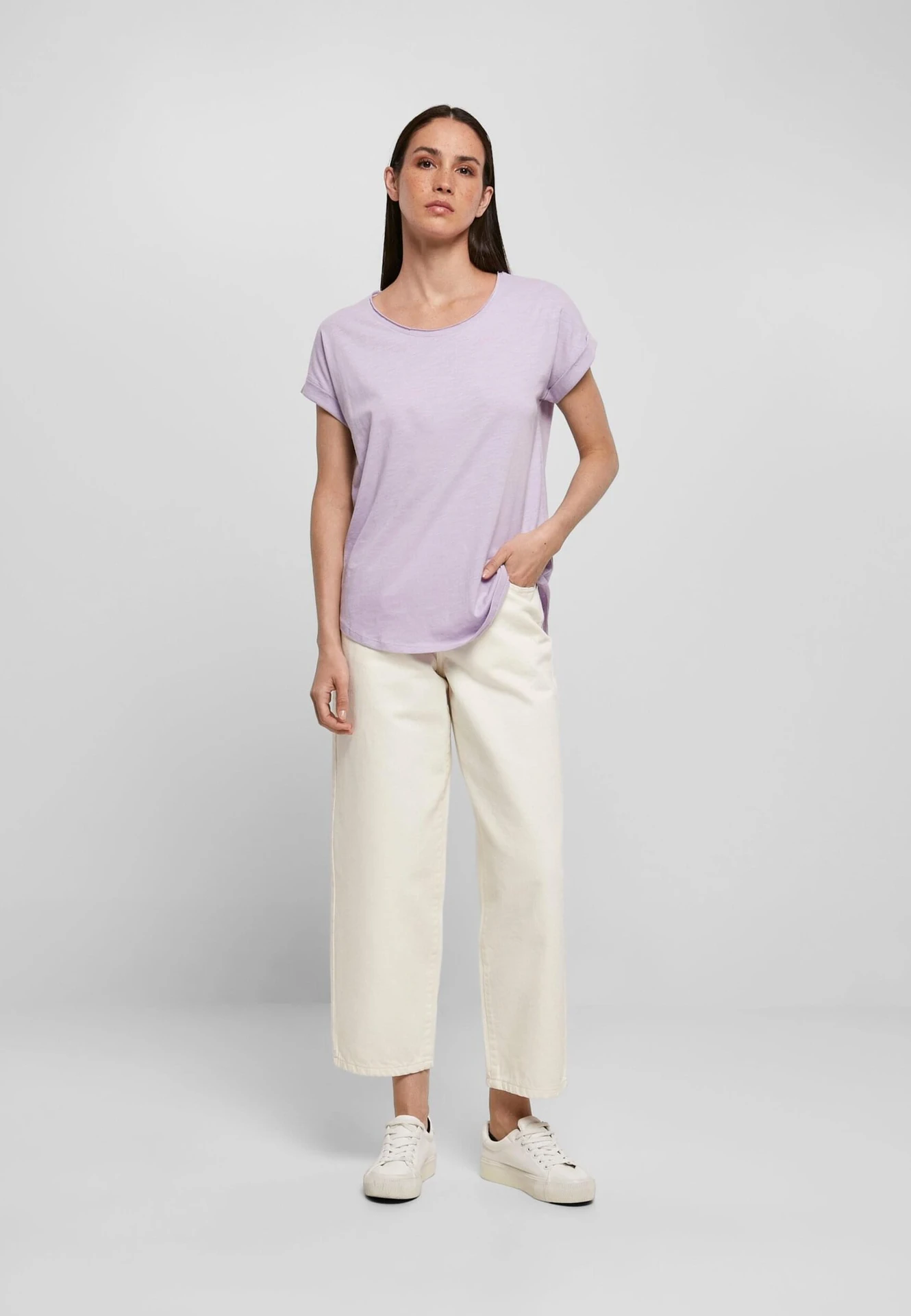 Build Your Brand Ladies Long Slub Tee