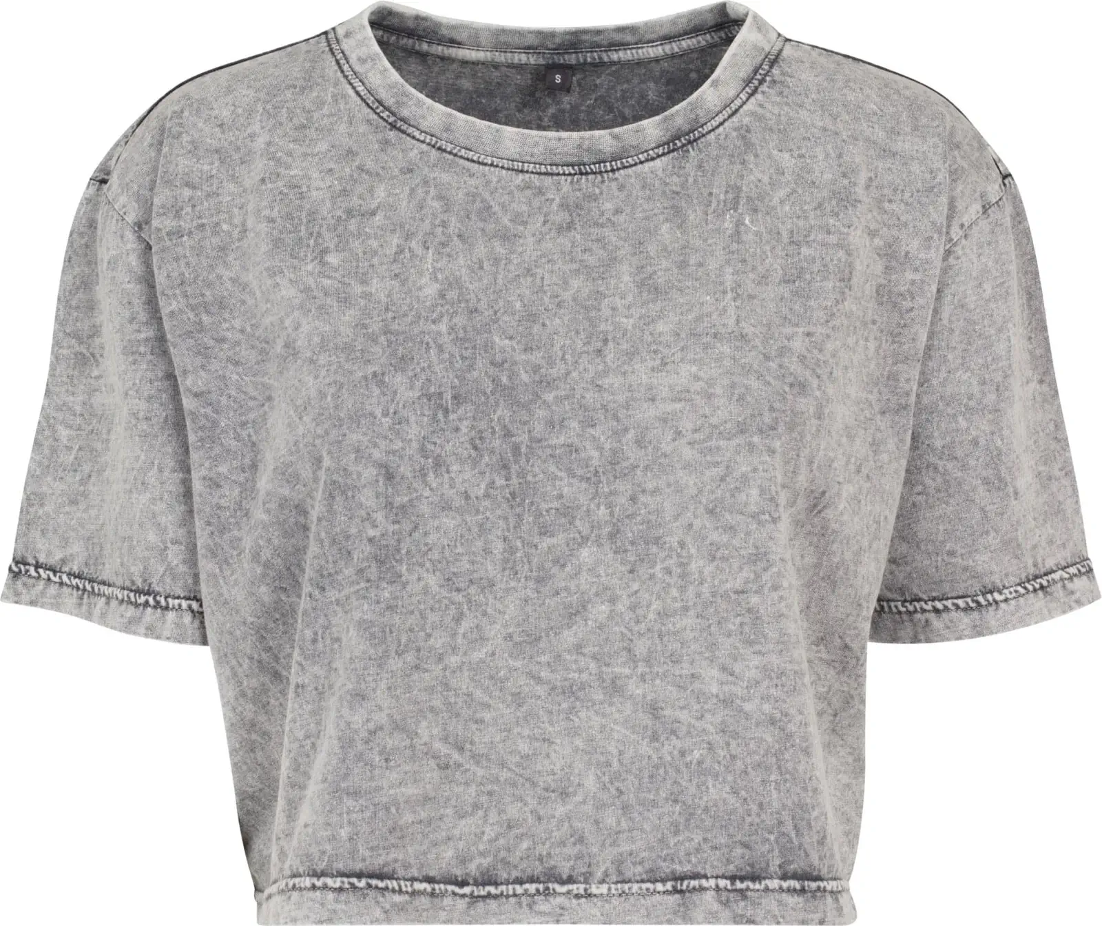 BYB-BY054-ladies-acid-washed-cropped-t-shirt-grey-front-4 Build Your Brand Ladies Acid Washed Cropped Tee