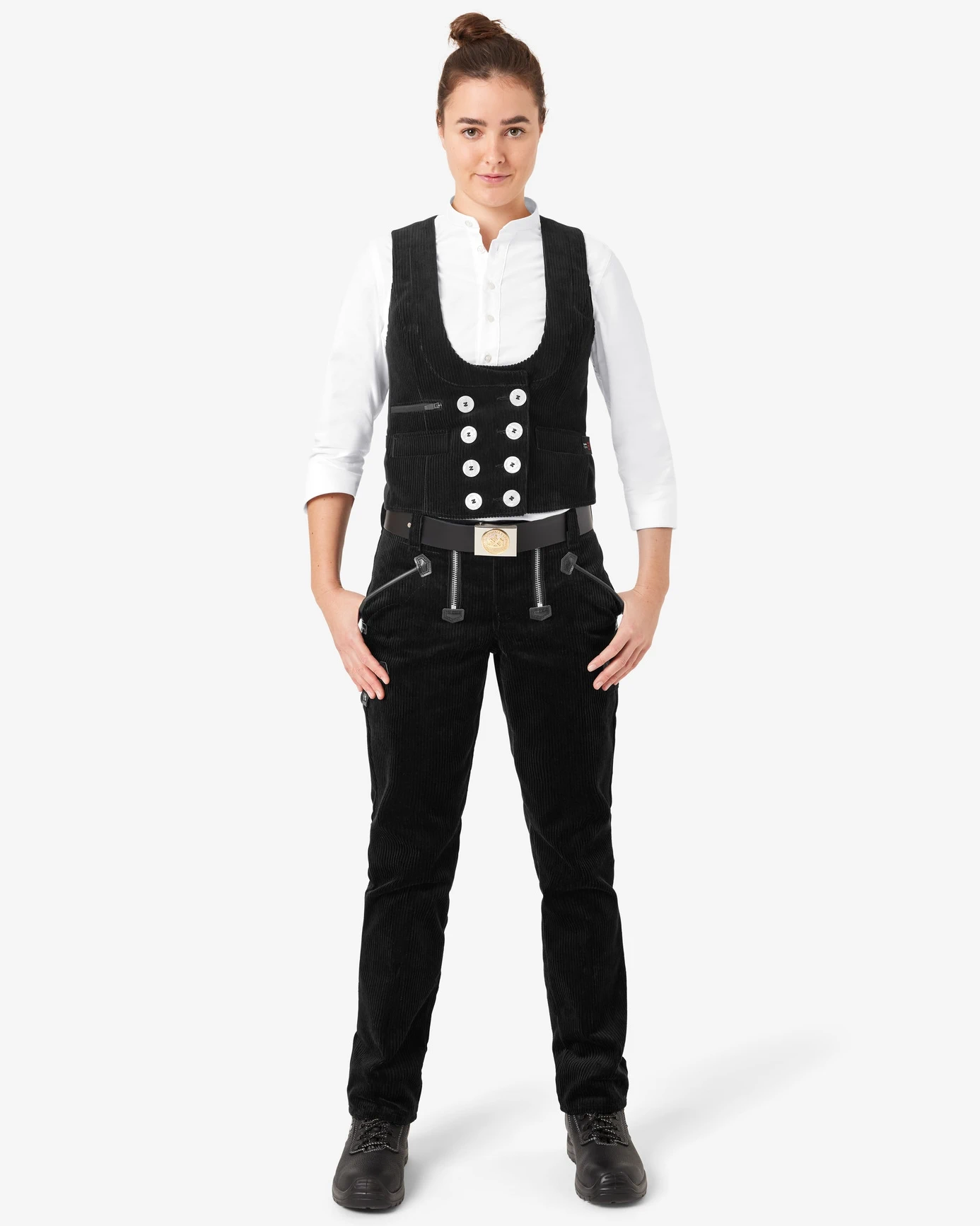 FHB-50015-lilly-zunftweste-trenkercord-schwarz-model-3 FHB Zunftweste LILLY Trenkercord