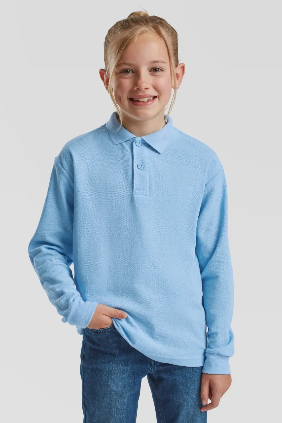 fruit-of-the-loom-63-201-0-kids-65-35-long-sleeve-poloshirt-skyblue-model-0 F.O.L. Long Sleeve 65/35 Polo Kids