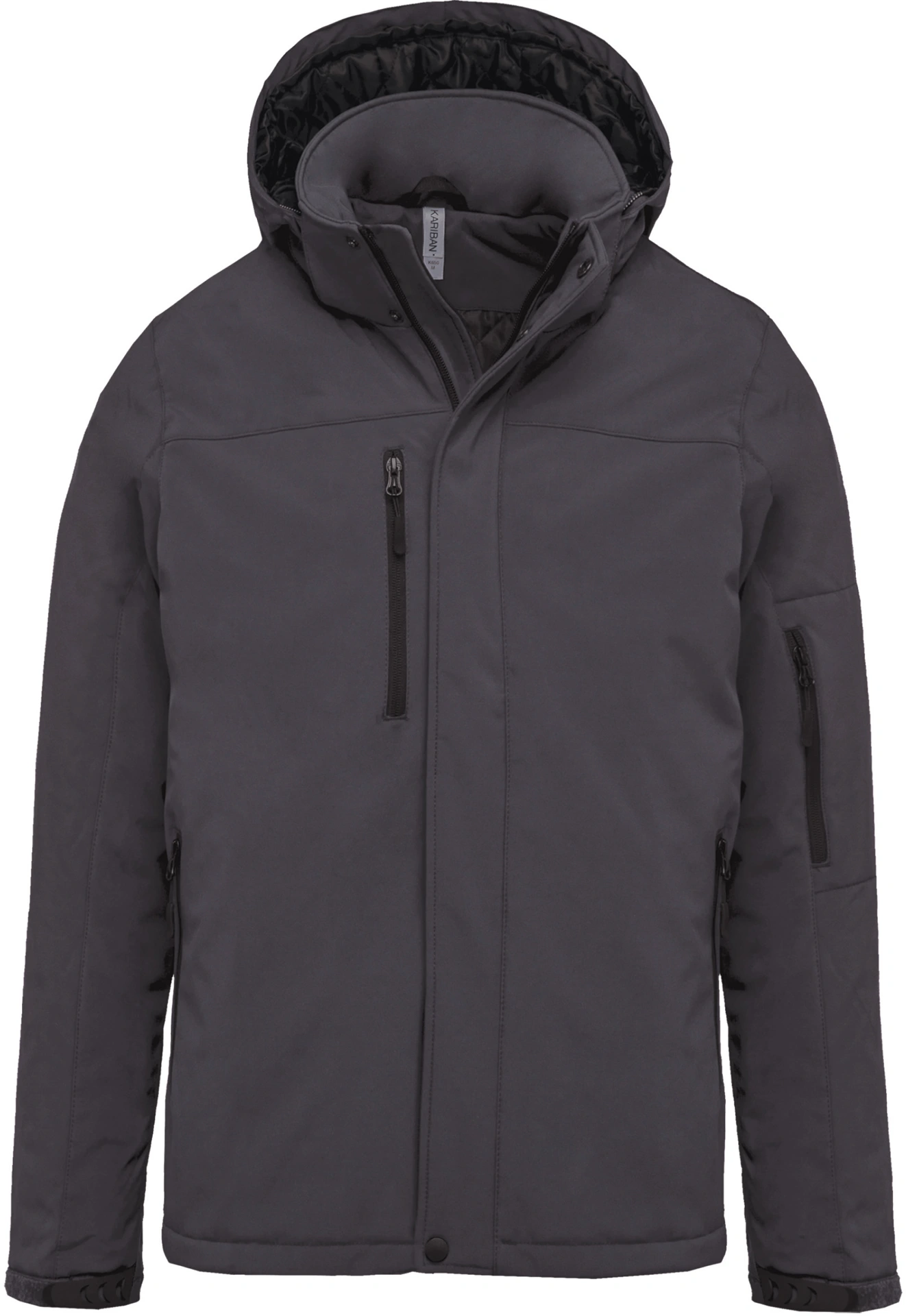 kariban-K650-herren-3-lagen-kapuzen-softshell-parka-titanium-front-3 Kariban Herren 3-Lagen Kapuzen Softshell Parka