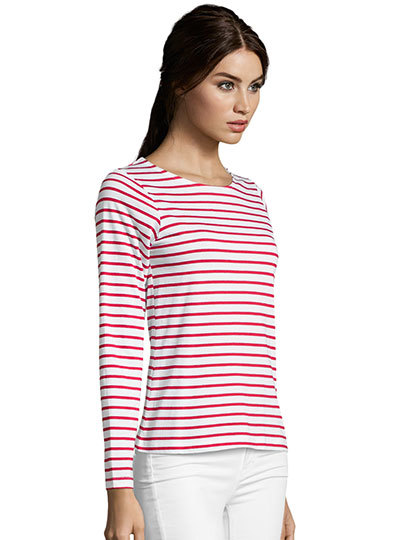 SOL'S Women's Long Sleeve Striped T-Shirt Marine SOL'S Women's Long Sleeve Striped T-Shirt Marine
