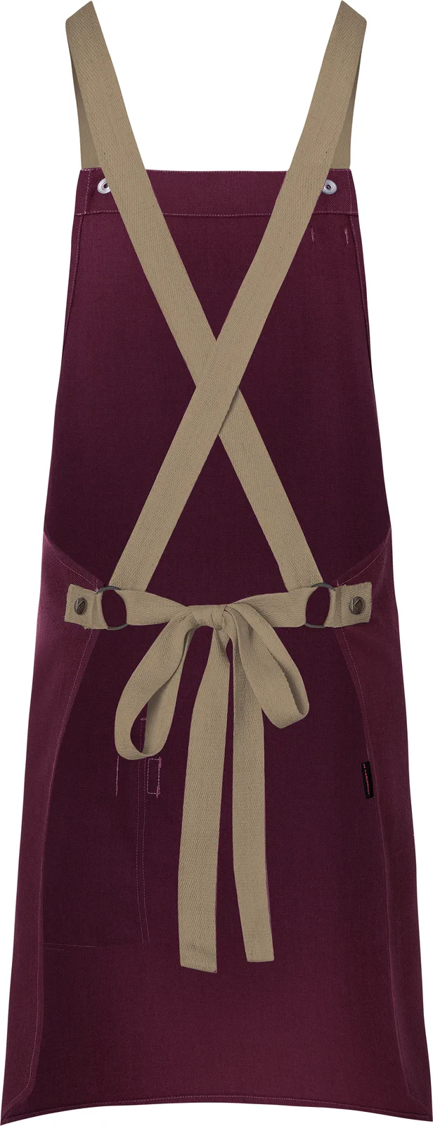 karlowsky-ls38-latzschuerze-urban-look-mit-kreuzbaendern-und-tasche-aubergine-back-5 KARLOWSKY Latzschürze Urban-Look mit Kreuzbändern und Tasche