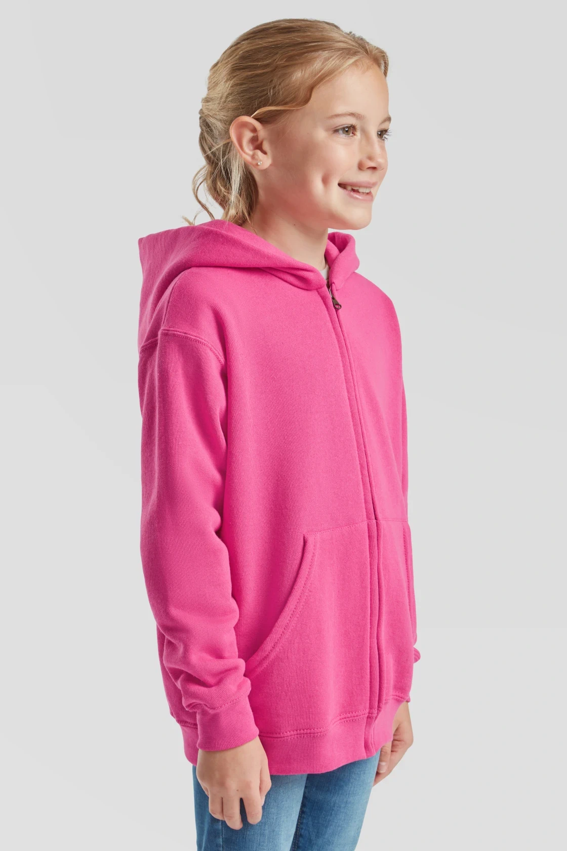 fruit-of-the-loom-62-045-0-kids-classic-hooded-sweat-jacket-fuchsia-model-1 F.O.L. Classic Hooded Sweat Jacket Kids