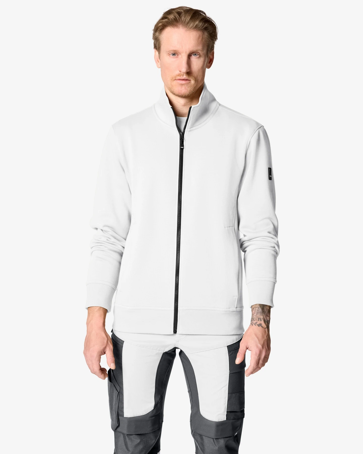 FHB-820135-eugen-sweat-jacke-unisex-weiss-model-0 FHB Sweat-Jacke EUGEN unisex