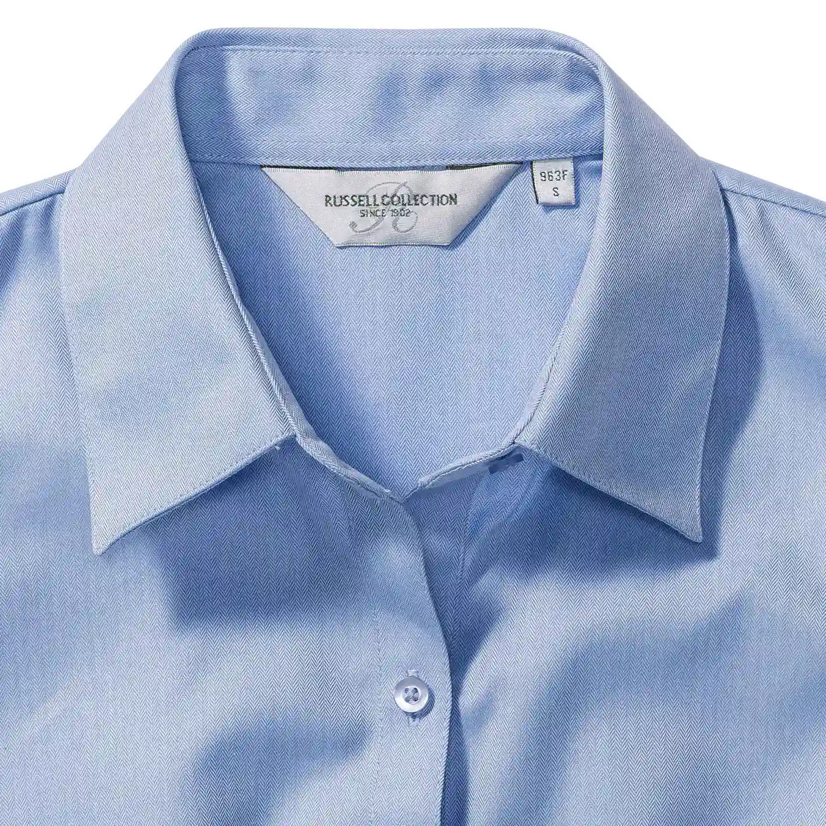 russell-r963f-ladies-short-sleeve-herringbone-shirt-lightblue-detail-5 Russell Ladies Short Sleeve Herringbone Shirt