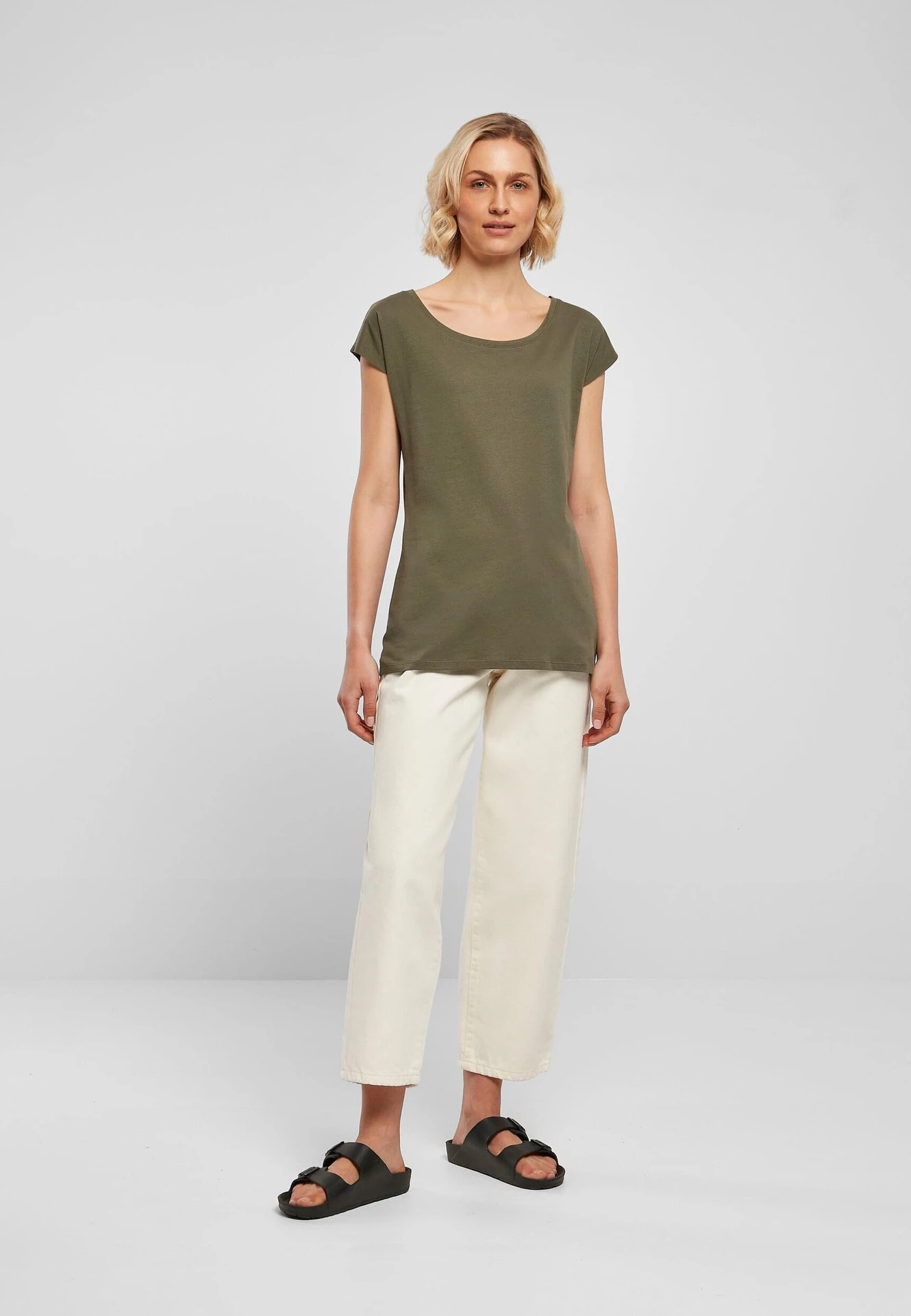 Build Your Brand Ladies Wide Neck Tee