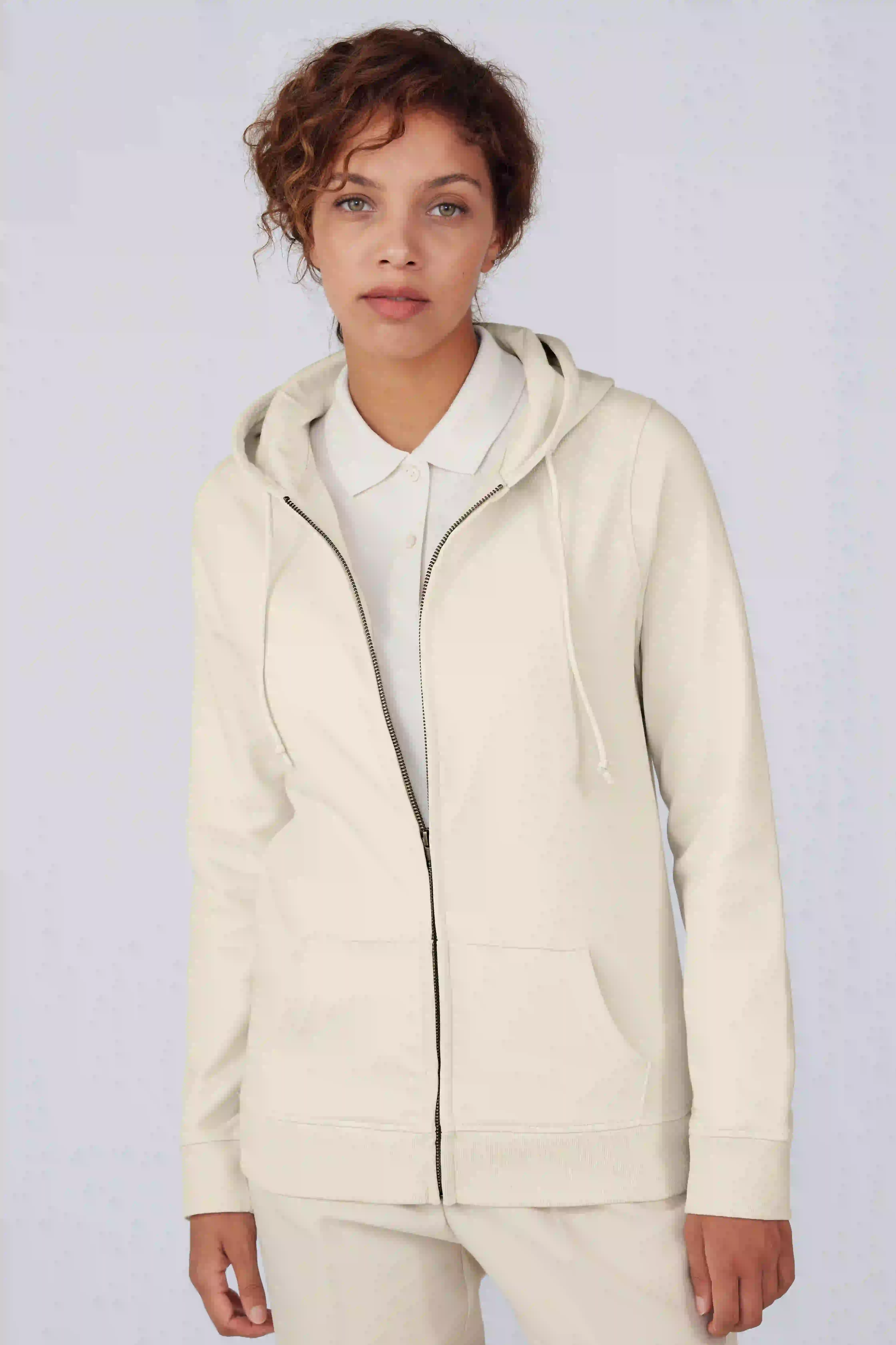 bc-ww36b-inspire-zipped-hood-sweat-women-off-white-model-1 B&C Organic Zipped Hood Jacket Women