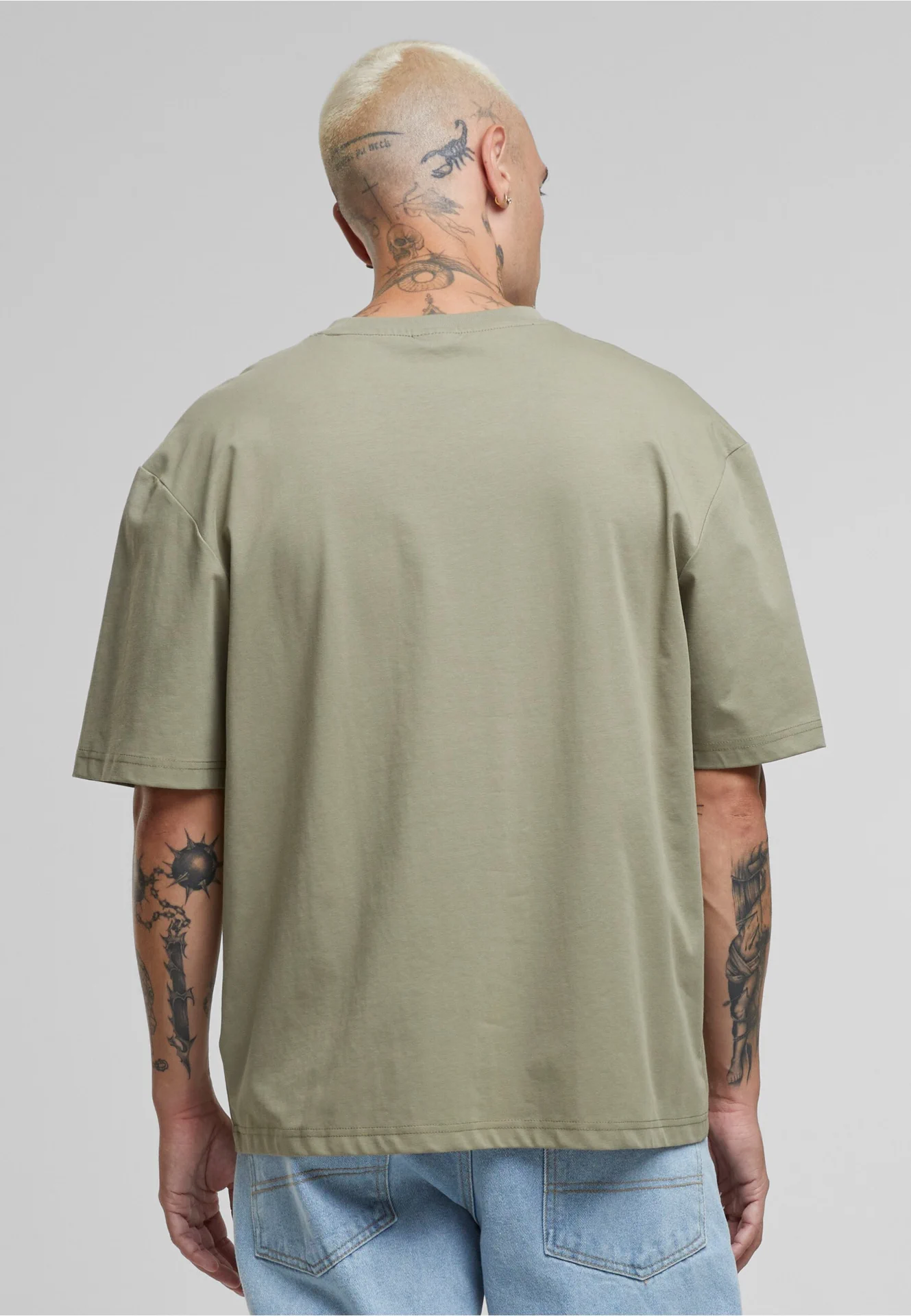 BYB-BY364-sorona-loose-fit-t-shirt-paleolive-model-2 Build Your Brand Sorona® Loose Fit Tee