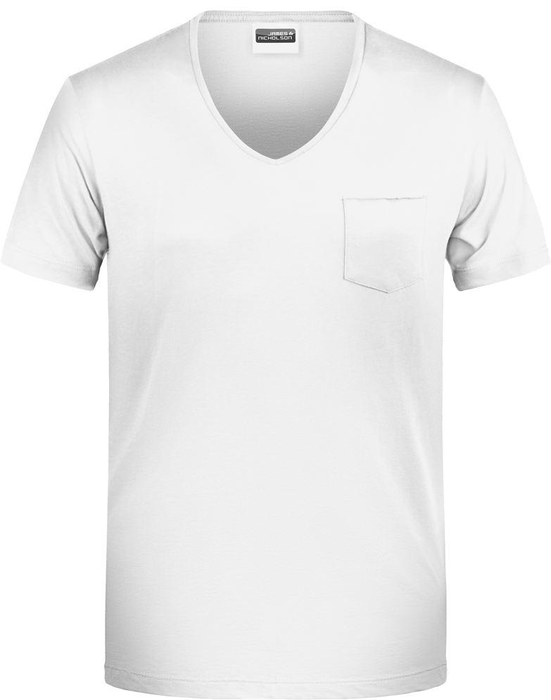 James & Nicholson Men's Bio V-Neck T-Shirt mit Brusttasche James & Nicholson Men's Bio V-Neck T-Shirt mit Brusttasche