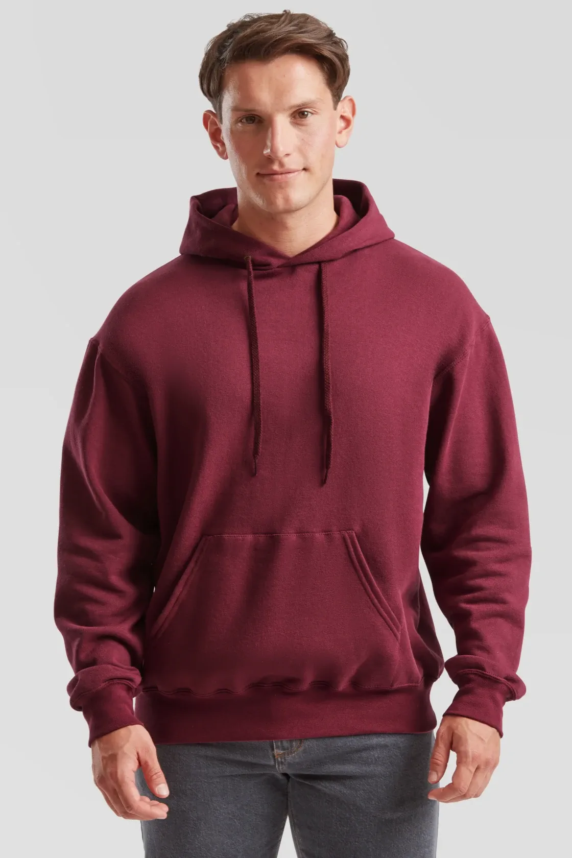 fruit-of-the-loom-62-208-0-classic-hooded-sweatshirt-burgundy-model-0 F.O.L. Classic Hooded Sweat