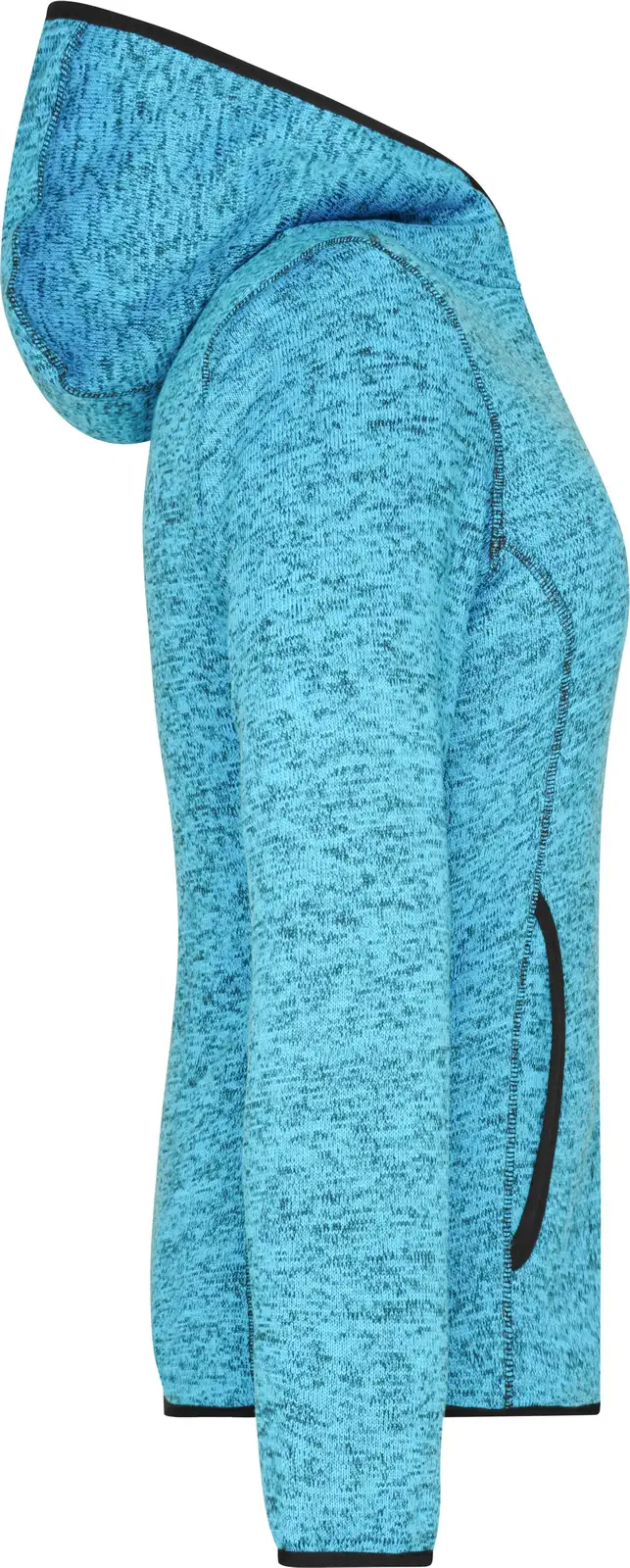 jn588-ladies-knitted-fleece-hoody-bluemelange-black-right-6 James & Nicholson Ladies Knitted Fleece Hoody