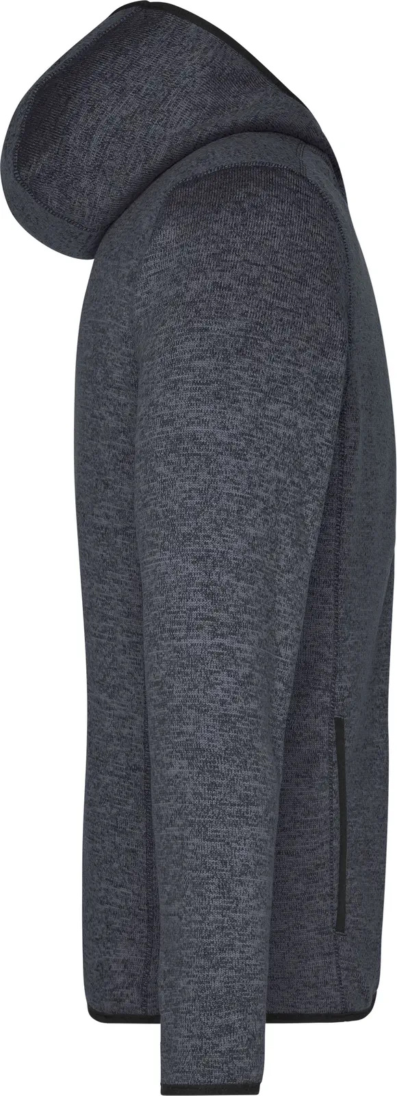 jn589-mens-knitted-fleece-hoody-darkmelange-black-right-6 James & Nicholson Men's Knitted Fleece Hoody
