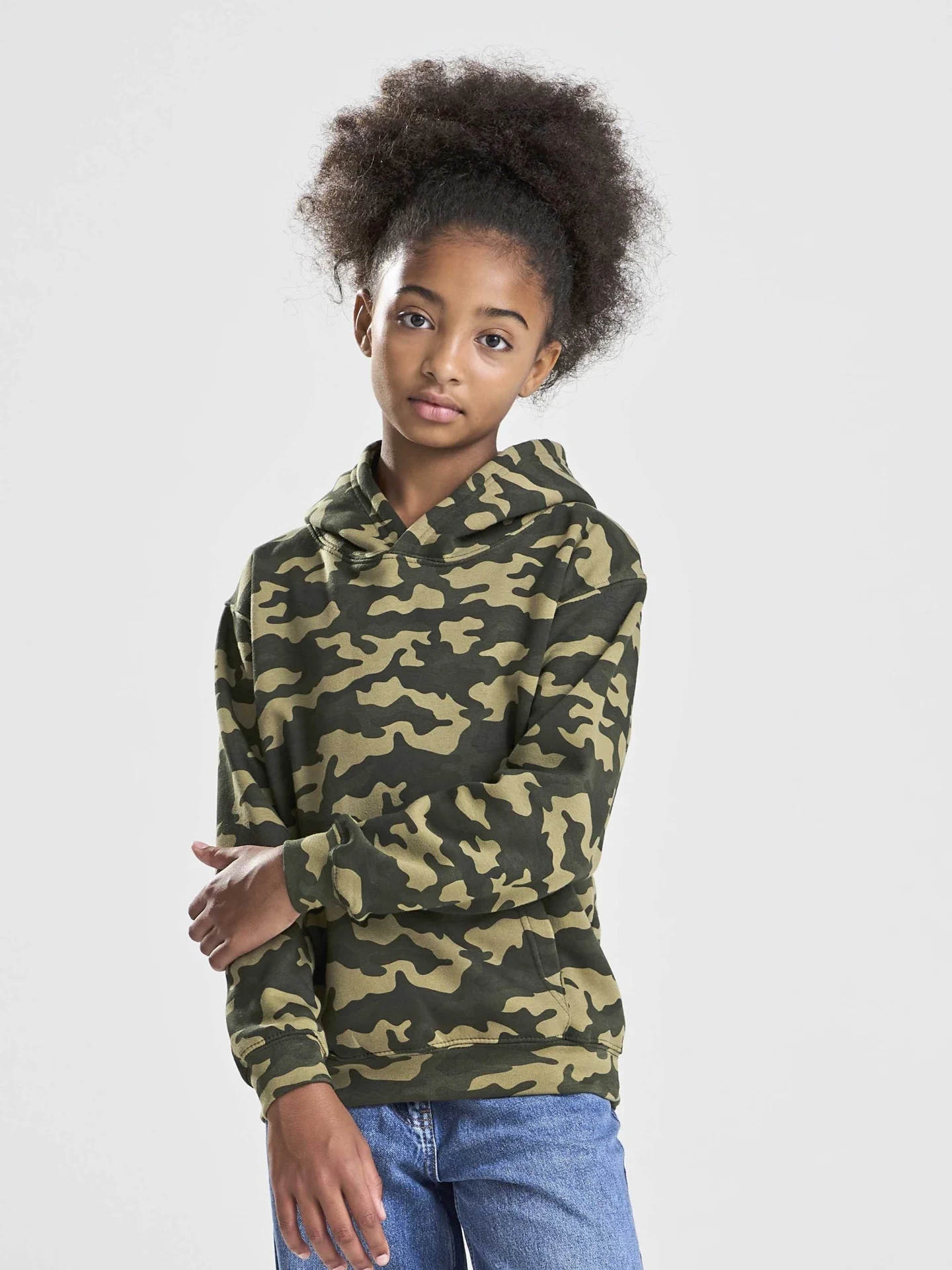 justhoods-jh014j-kids-camo-hoodie-model-0 Just Hoods Kids Camo Hoodie
