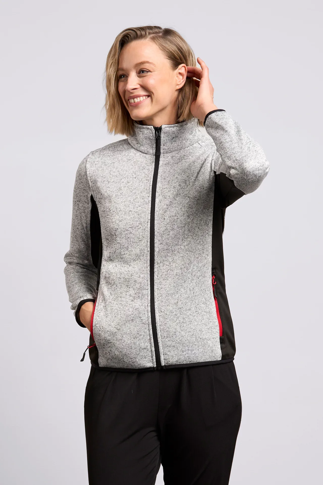 promodoro-7705-womens-knit-jacket-workwear-heathergrey-model-0 Promodoro Women's Knit Jacket Workwear