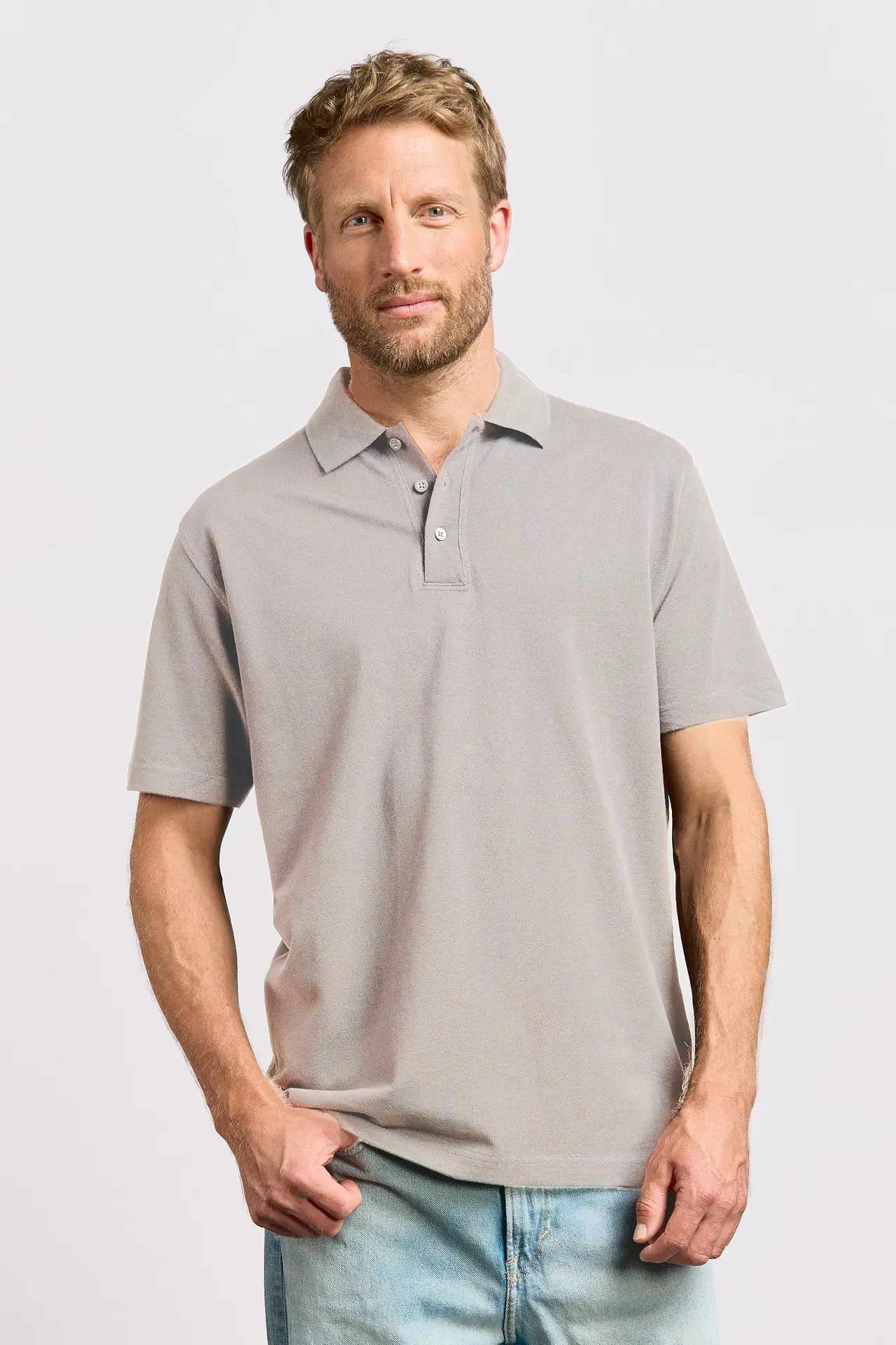 promodoro-4001-mens-superior-polo-newlightgrey-model-0 Promodoro Men's Superior Polo