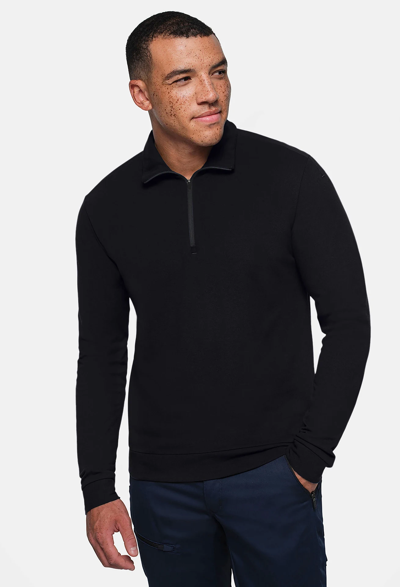hakro-535-zip-longsleeve-pique-mikralinar-eco-schwarz-model-0 HAKRO Zip-Longsleeve 535 Piqué MIKRALINAR® ECO