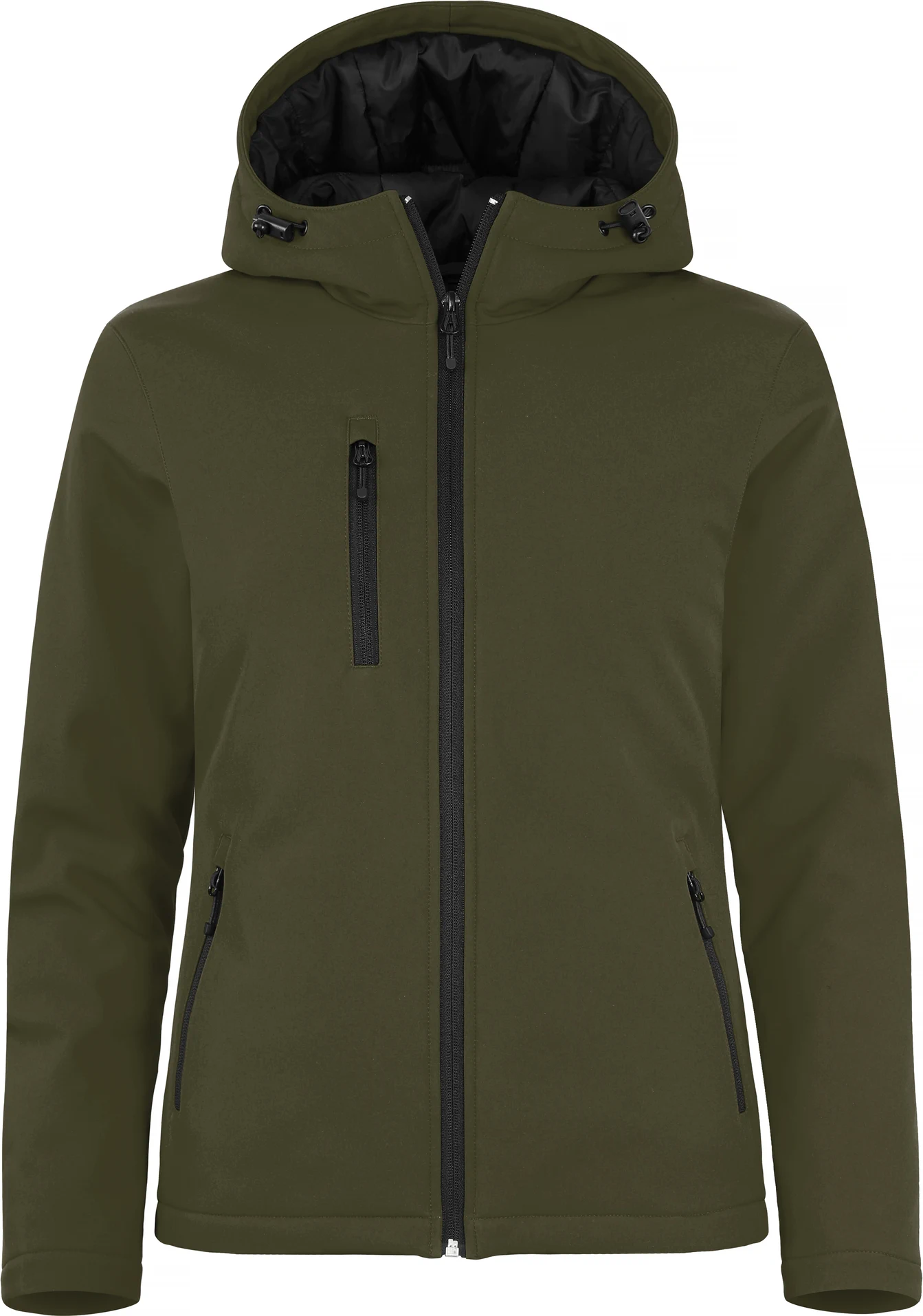 clique-020953-padded-hooded-softshell-women-foggreen-front-2 CLIQUE Wattierte Damen Softshelljacke
