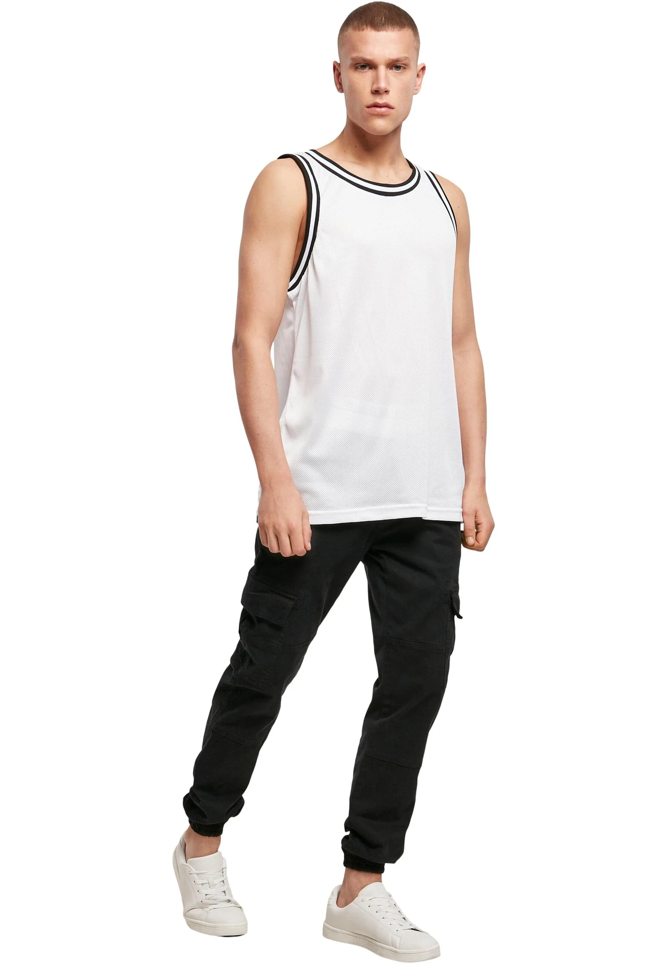 BYB-BY009-mesh-tanktop-white-black-model-3 Build Your Brand Mesh Tanktop