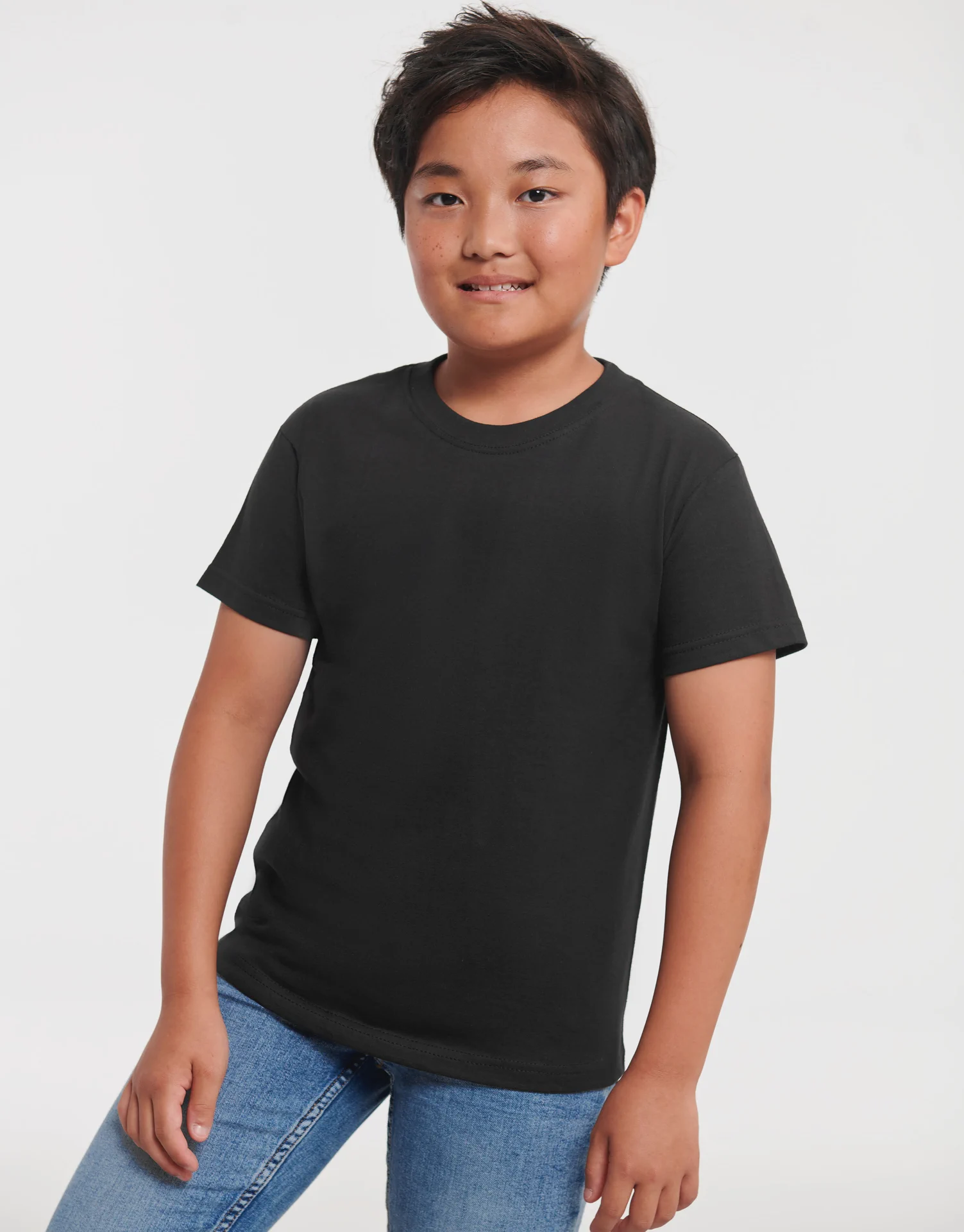 russell-r180b-kids-authentic-classic-t-shirt-black-model-1 Russell Children's Classic T-Shirt