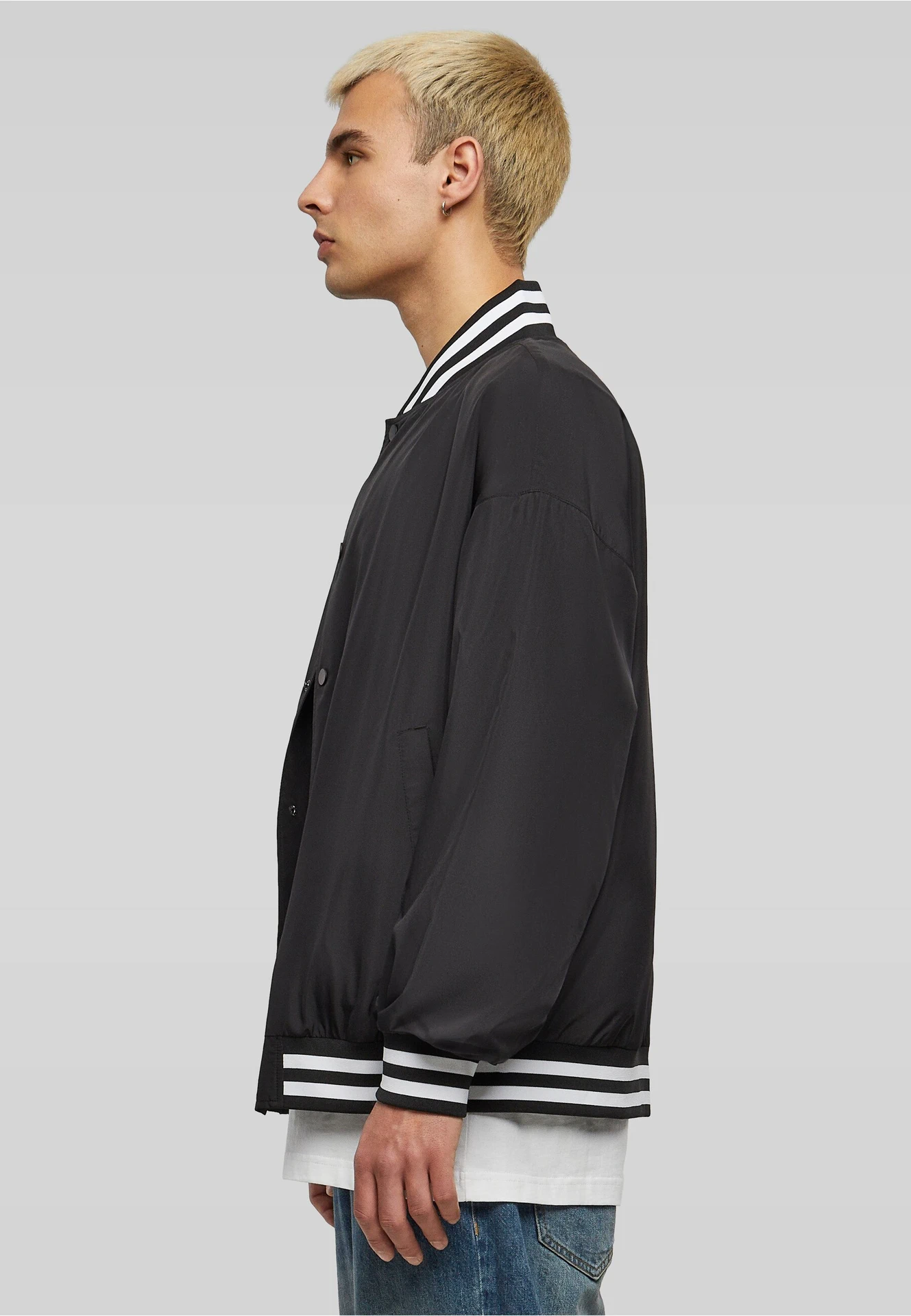 BYB-BY259-light-college-jacket-black-model-1 Build Your Brand Light College Jacket