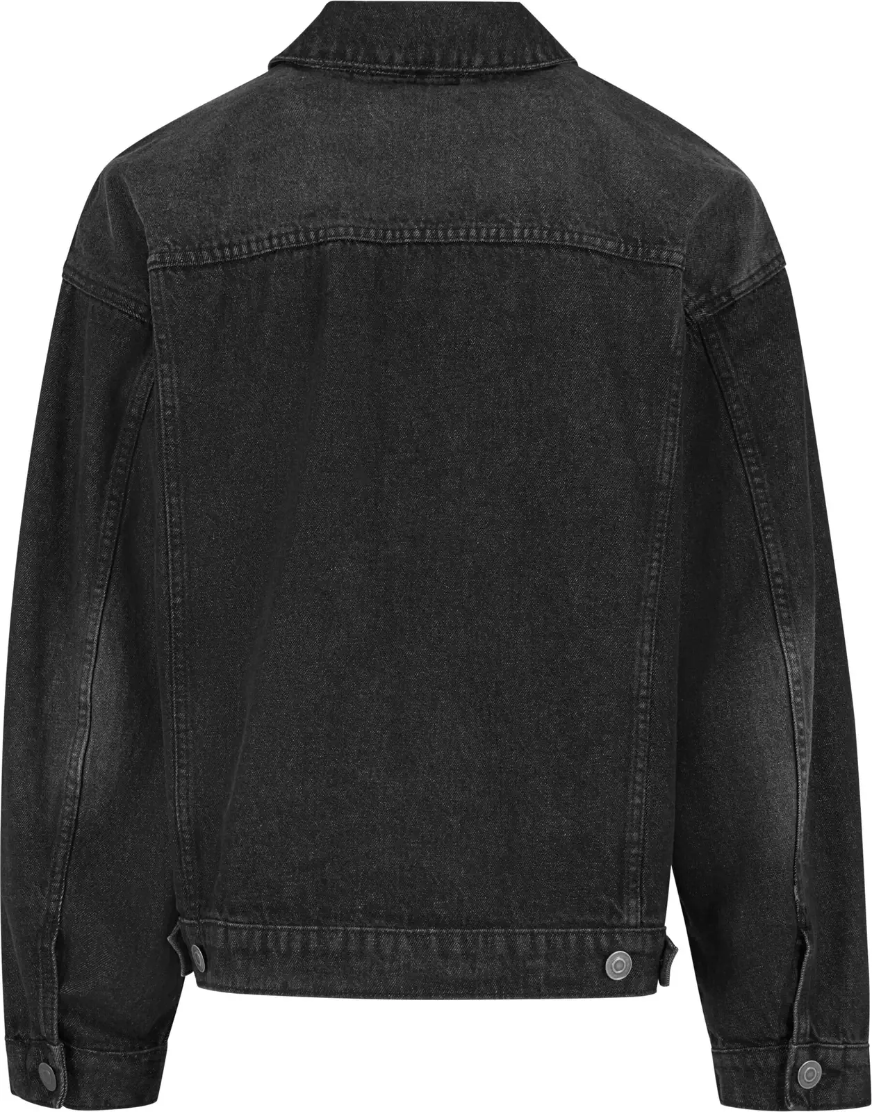 BYB-BY312-heavy-ounce-boxy-denim-jacket-black-back-7 Build Your Brand Heavy Ounce Boxy Denim Jacket