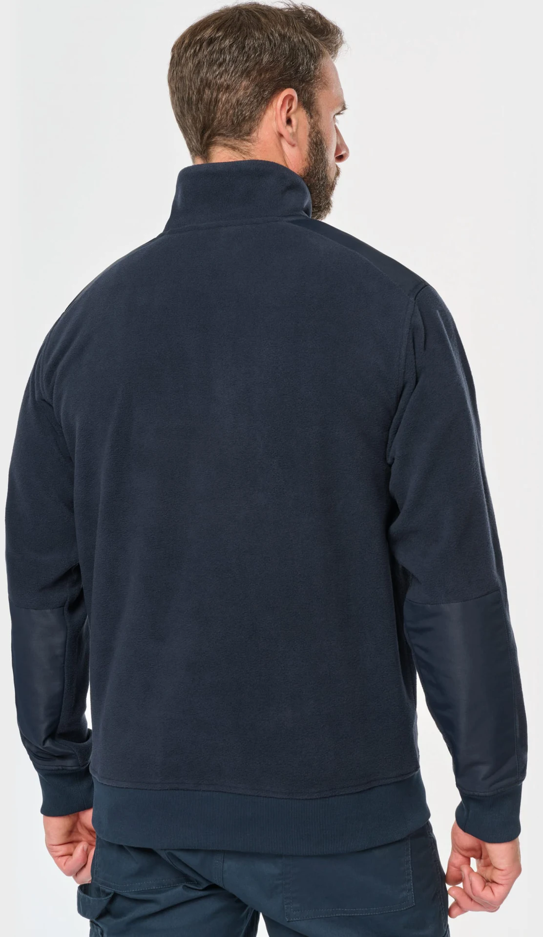 kariban-WK905-workwear-fleece-mit-viertel-zip-navy-model-2 Kariban Workwear Fleece mit 1/4 Zip