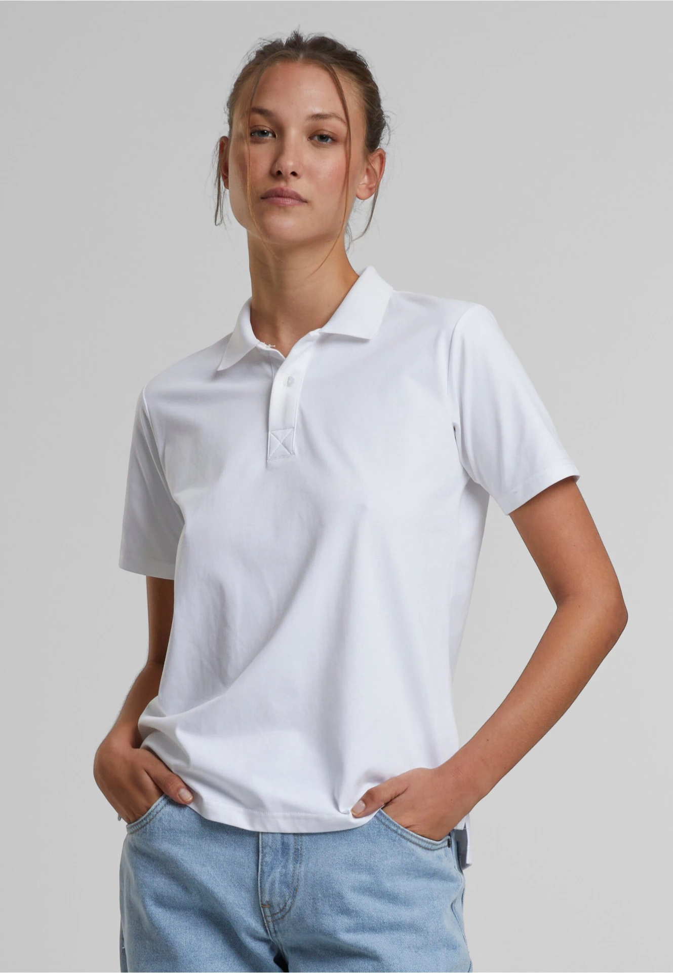 BYB-BY368-sorona-ladies-poloshirt-white-model-0 Build Your Brand Sorona® Ladies Polo Tee