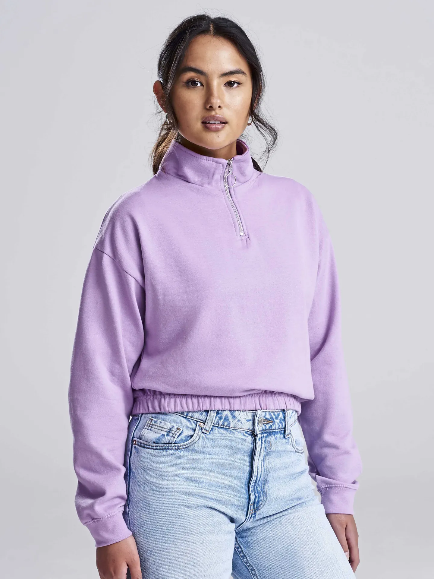 Just Hoods Women's Cropped 1/4 Zip Sweat
