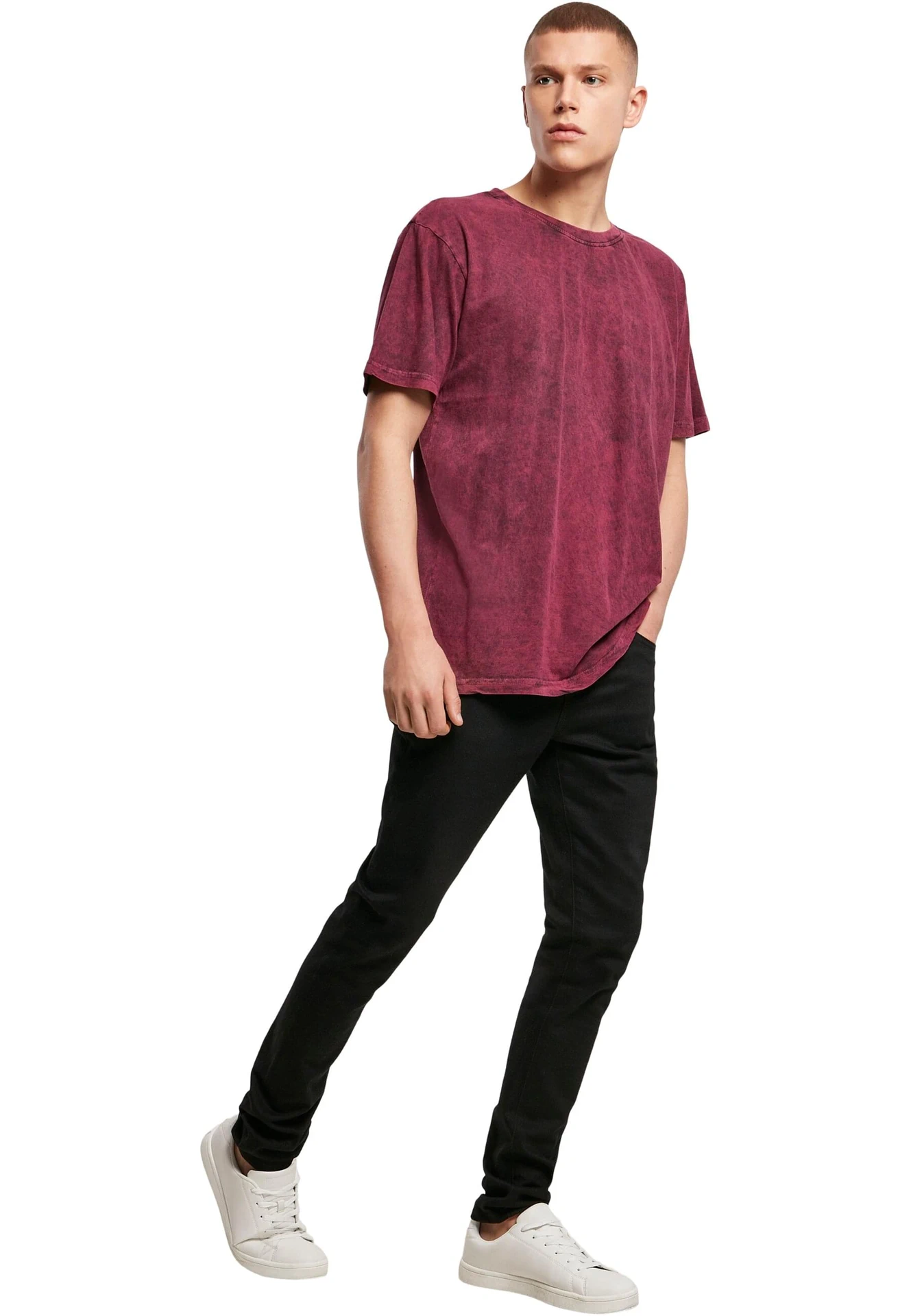 BYB-BY070-acid-washed-t-shirt-berry-model-3 Build Your Brand Acid Washed Tee