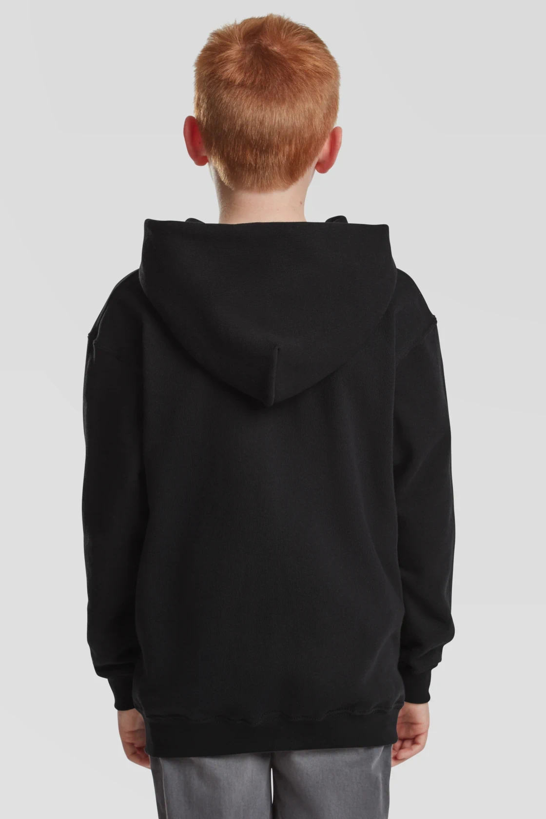 fruit-of-the-loom-62-045-0-kids-classic-hooded-sweat-jacket-black-model-2 F.O.L. Classic Hooded Sweat Jacket Kids